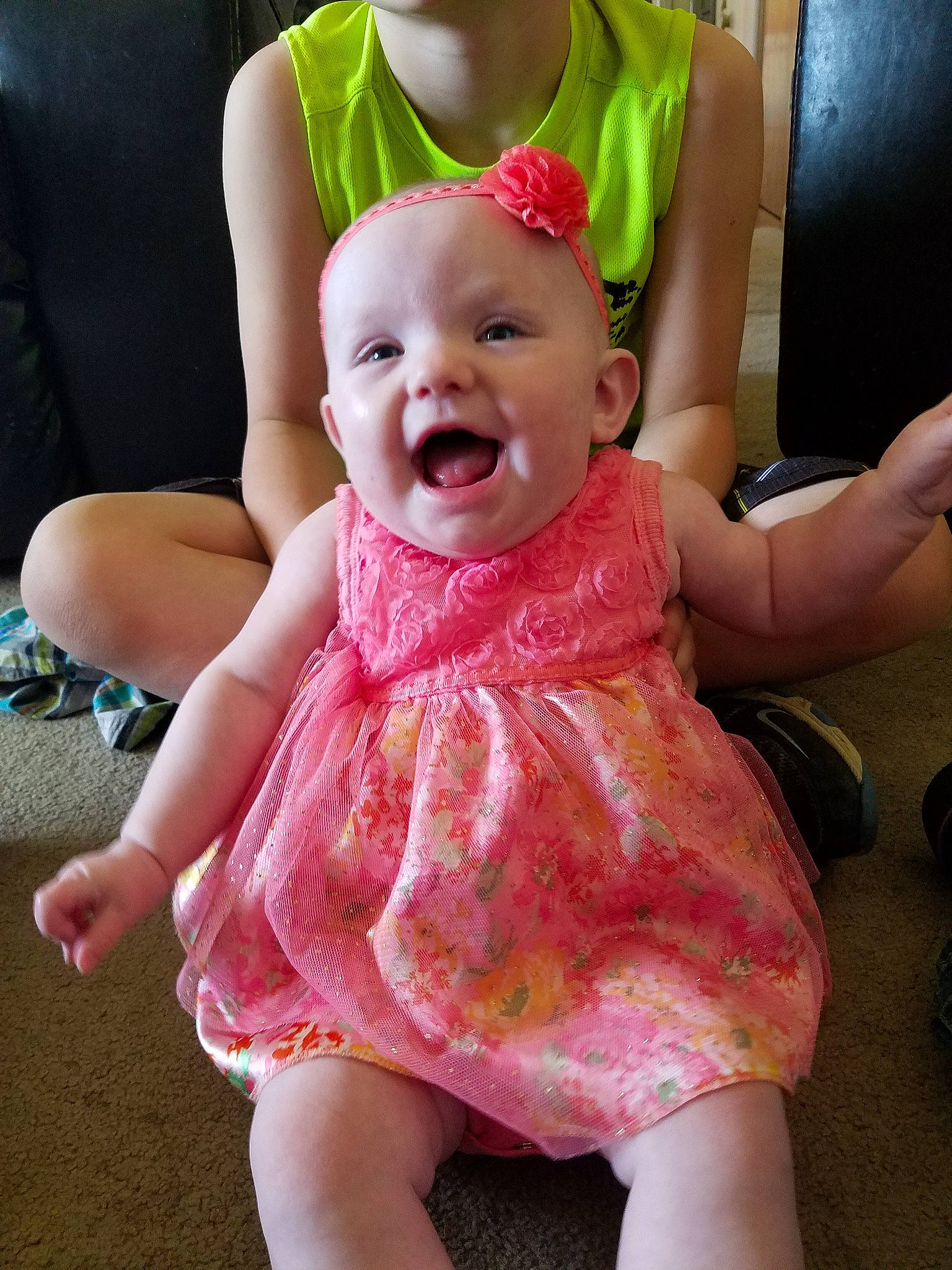 Maisie is registered to the contest to win money with this photo: baby, beauty, cheek, child, daughter, dress, face, facial_expression, fun, happy, head, lip, person, pink, play, skin, smile, toddler