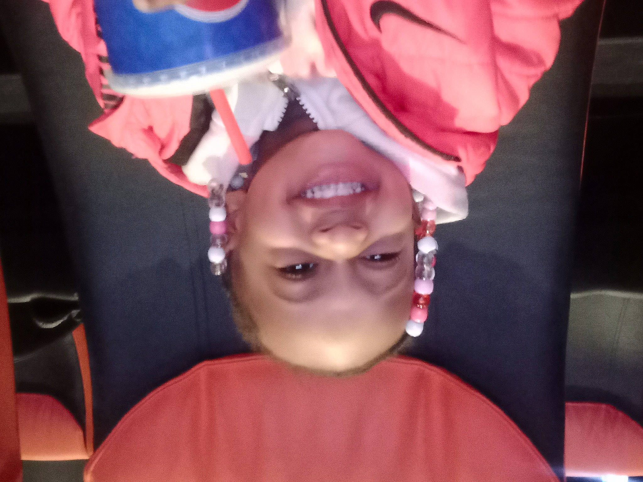 A'Mora is registered to the contest to win money with this photo: cheek, chin, ear, eyebrow, eyelash, forehead, fun, happy, jaw, joy, lip, lipstick, magenta, mouth, neck, nose, person, pink, purple, red