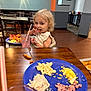 Lainey joined the competition — help win amazing prizes! toddler, child, food, plate, macaroni, ham, scrambled_eggs, high_chair, dining_table, restaurant_interior, wooden_chairs, cup, straw, blonde_hair, casual_dining, eating, finger_food, indoor, person, messy_hair