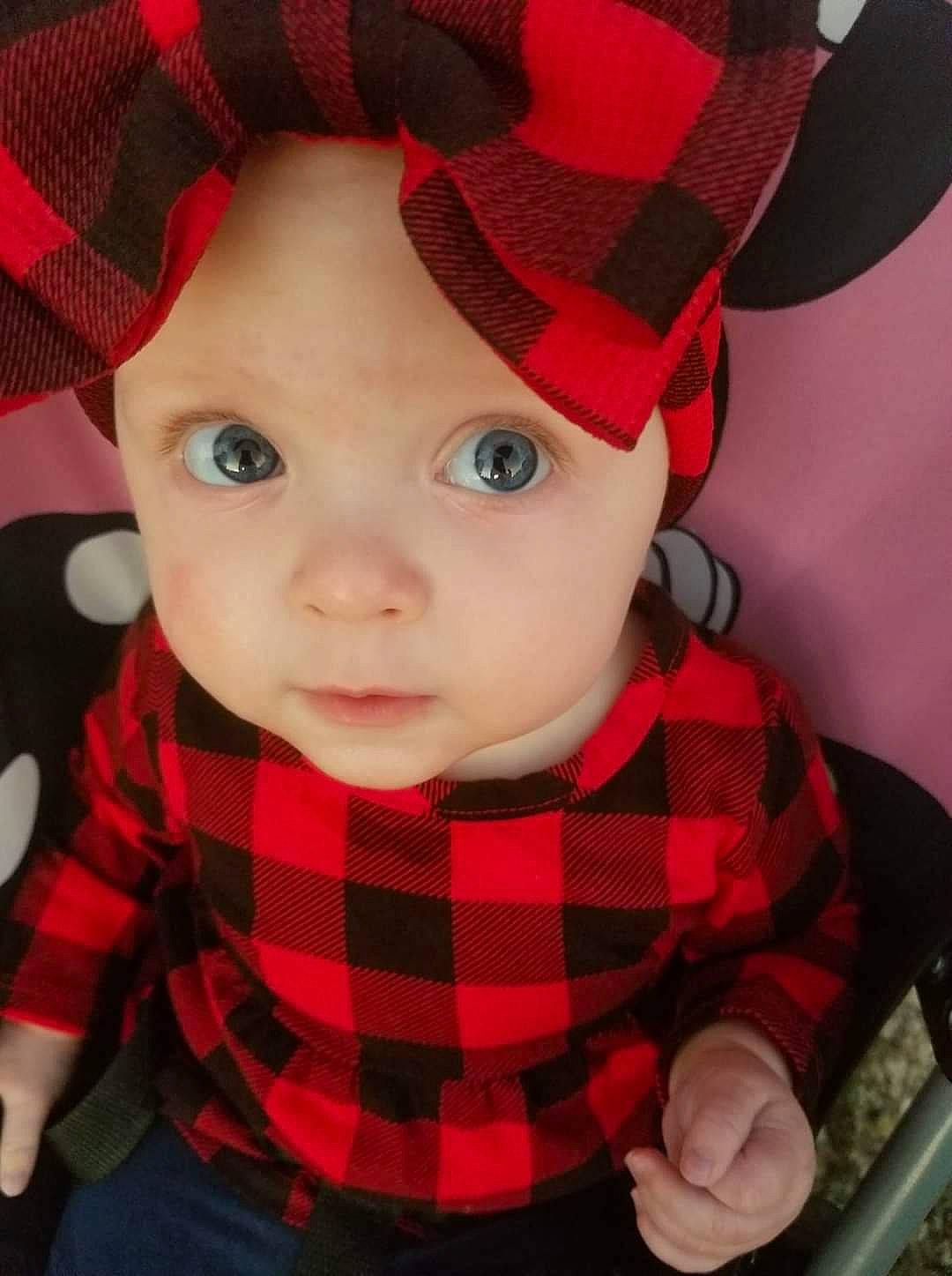 Nova is registered to the contest to win money with this photo: baby_toddler_clothing, cap, cheek, chin, collar, costume_hat, eye, fedora, head, lip, nose, outerwear, person, plaid, product, red, skin, sleeve, tartan, textile