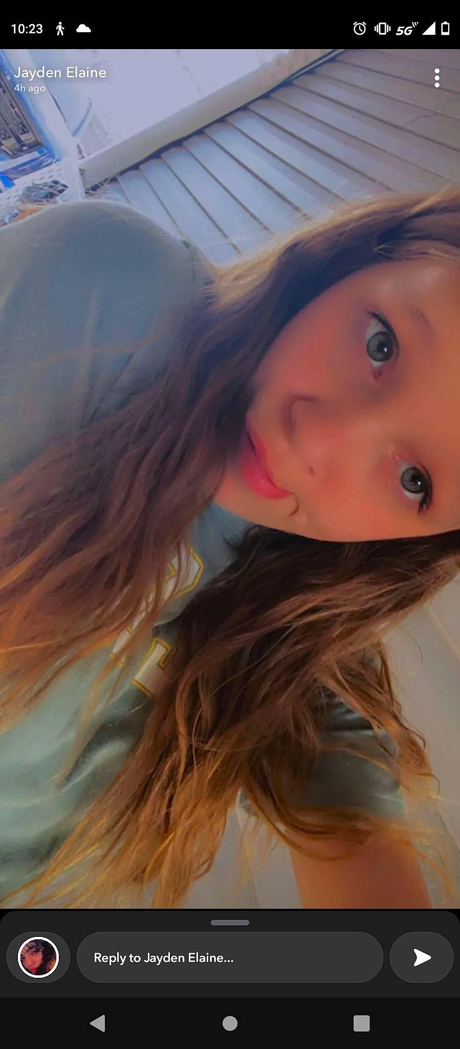 Jayden joined the competition — help win amazing prizes! bangs, black_hair, blond, chin, close_up, eyebrow, eyelash, happy, iris, jaw, layered_hair, lip, liver, long_hair, neck, nose, person, selfie, skin, step_cutting