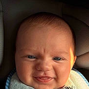 Warren joined the competition — help win amazing prizes! baby, infant, child, smiling, happy, face, portrait, close_up, car_seat, vehicle, sunlight, indoor, head, eyes, mouth, drool, bib, blanket, photography, adorable