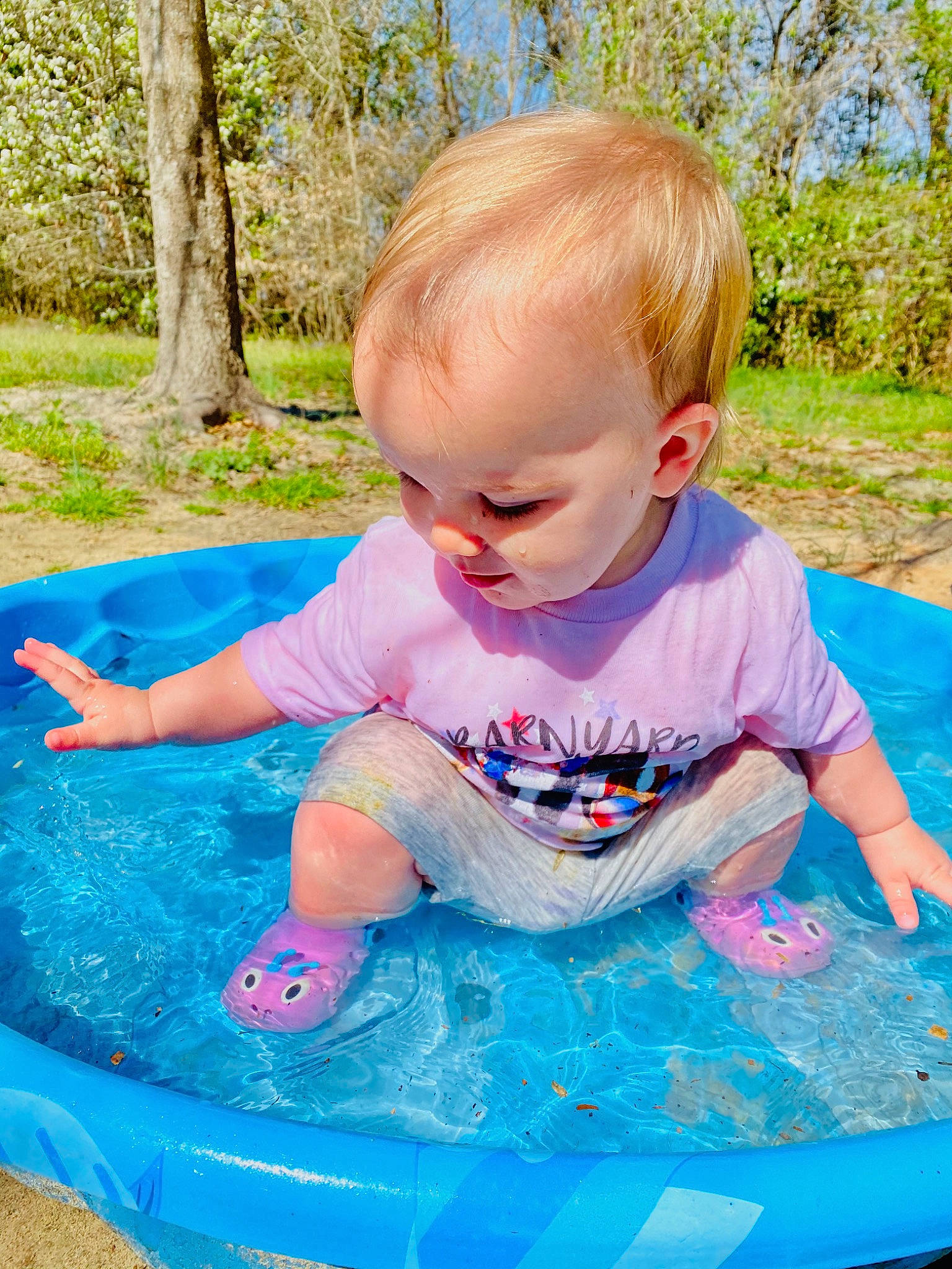 Brynleigh Summer joined the competition — help win amazing prizes! baby, baby_toddler_clothing, blue, child, electric_blue, fun, grass, green, happy, leisure, people_in_nature, person, photograph, pink, plant, recreation, smile, t_shirt, toddler, tree