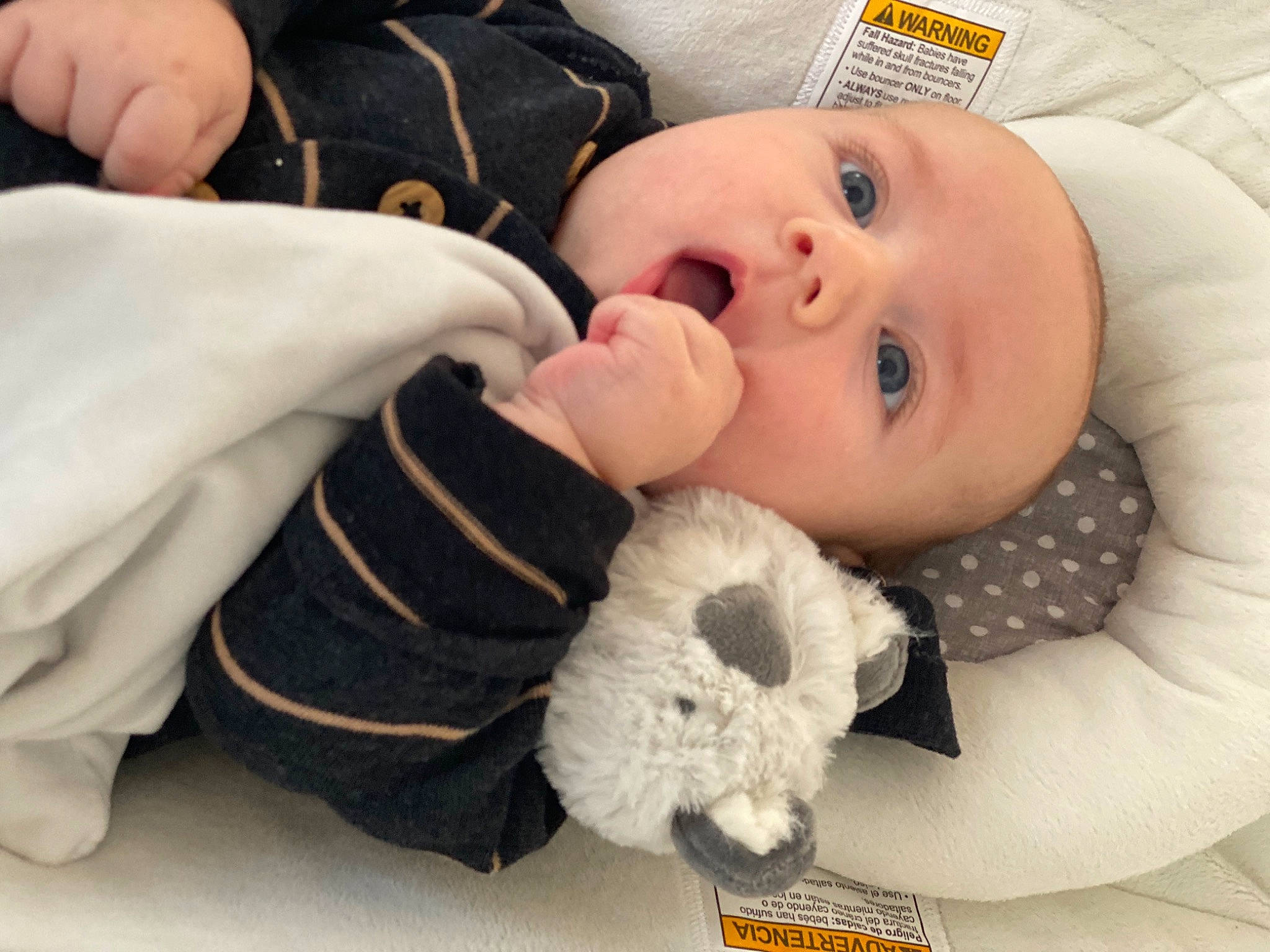Maxton joined the competition — help win amazing prizes! baby, baby_products, baby_safety, baby_sleeping, baby_toddler_clothing, cheek, child, comfort, eye, eyelash, finger, glove, headgear, linens, lip, nose, person, skin, textile, toddler