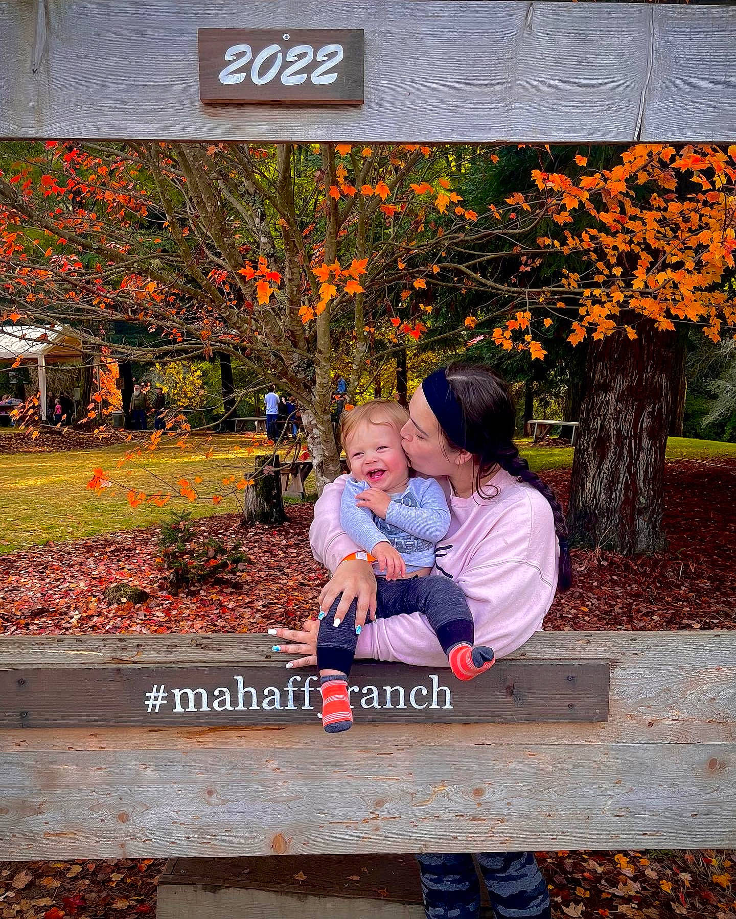 Asher joined the competition — help win amazing prizes! baby, botany, child, deciduous, font, grass, happy, landscape, leaf, leisure, natural_landscape, orange, people, people_in_nature, person, plant, red, sitting, toddler, travel