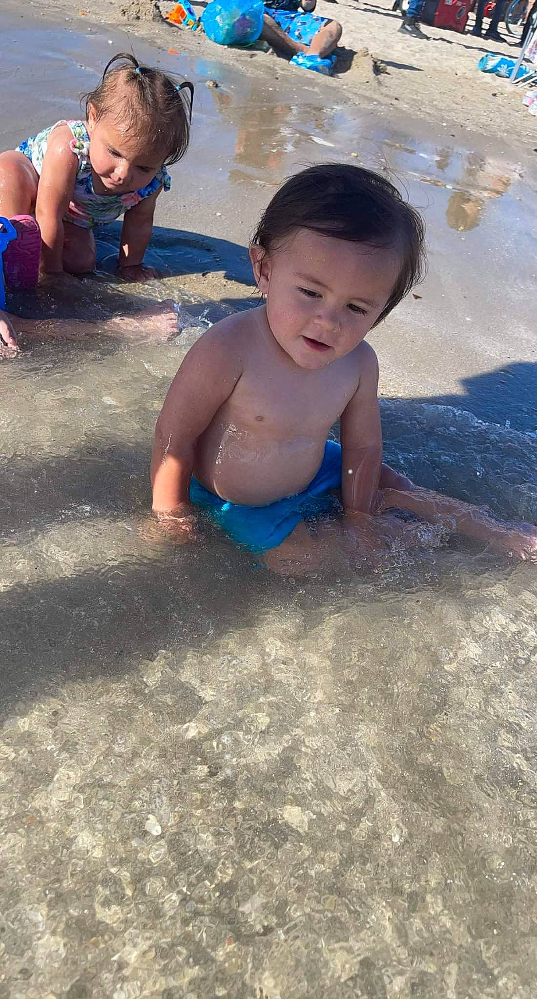 Alan joined the competition — help win amazing prizes! baby, barechested, barefoot, bathing, chest, child, concrete, face, foot, fun, happy, head, leisure, person, play, recreation, sand, sitting, toddler, water