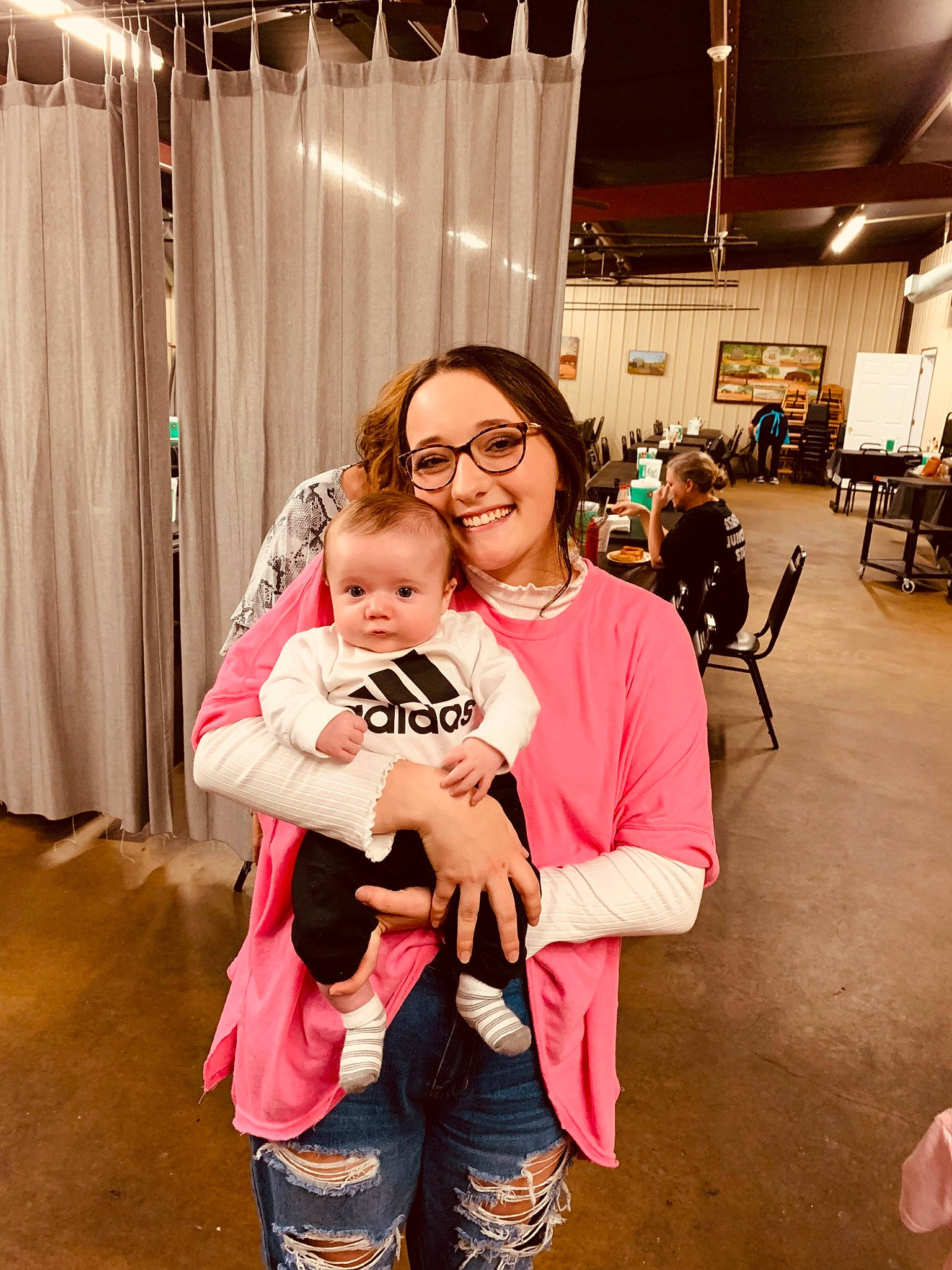 Korbyn joined the competition — help win amazing prizes! baby_toddler_clothing, comfort, curtain, floor, flooring, fun, hairstyle, happy, human, interaction, joint, joy, mammal, person, product, shoulder, skin, sleeve, smile, standing