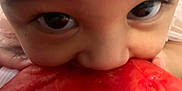 Gardenia joined the competition — help win amazing prizes! child, face, eyes, close_up, fruit, watermelon, red, skin, cute, curious, eating, mouth, hand, summer, fresh, healthy, natural, baby, portrait, innocence