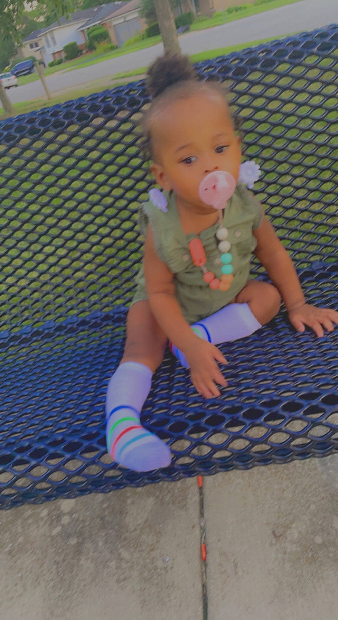 Jamiah joined the competition — help win amazing prizes! baby, baby_toddler_clothing, barefoot, calf, child, electric_blue, face, flooring, foot, fun, human_leg, knee, leg, leisure, pattern, person, sitting, sock, thigh, thumb