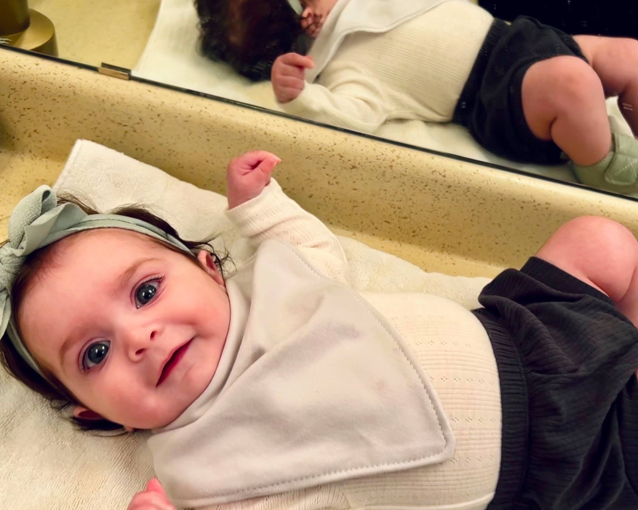 Aisha joined the competition — help win amazing prizes! baby, baby_laughing, baby_toddler_clothing, cheek, child, comfort, eye, eyelash, finger, gesture, happy, human_leg, nail, person, skin, sleeve, smile, thigh, thumb, toddler