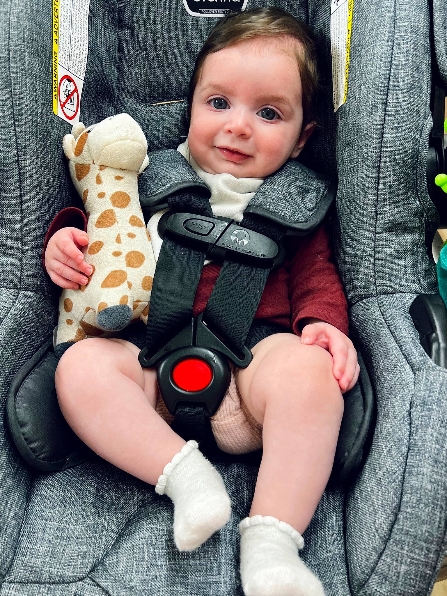 Aisha joined the competition — help win amazing prizes! baby, baby_carriage, baby_products, baby_safety, baby_toddler_clothing, car_seat, child, comfort, cool, eye, face, finger, fun, lap, person, product, skin, sleeve, smile, thigh