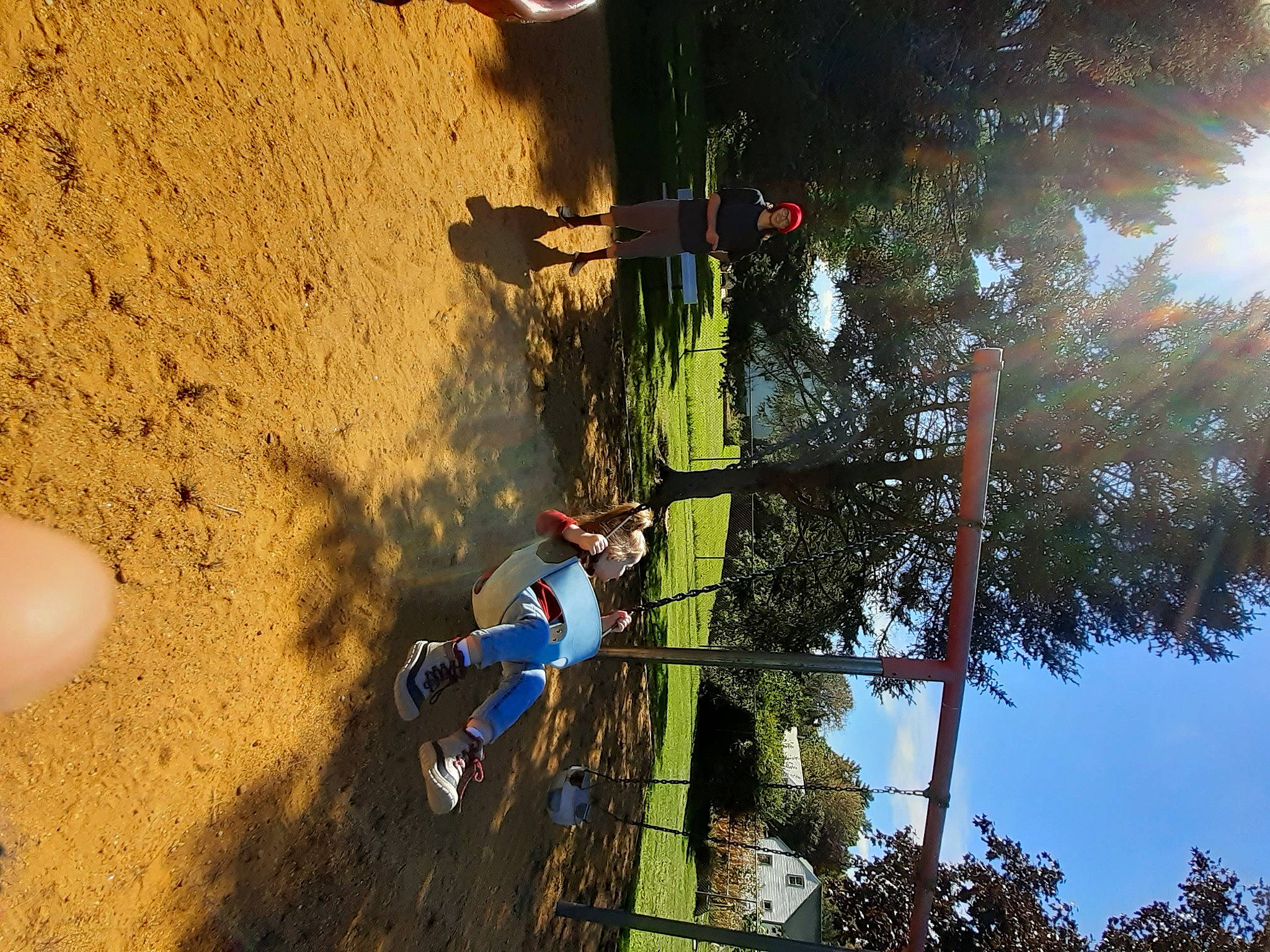 Mercedes is registered to the contest to win money with this photo: adventure, biome, extreme_sport, fun, landscape, leisure, people_in_nature, plant, pole, recreation, rock_climbing_equipment, rope, shadow, sky, soil, sport_climbing, sunlight, tints_and_shades, tree, trunk