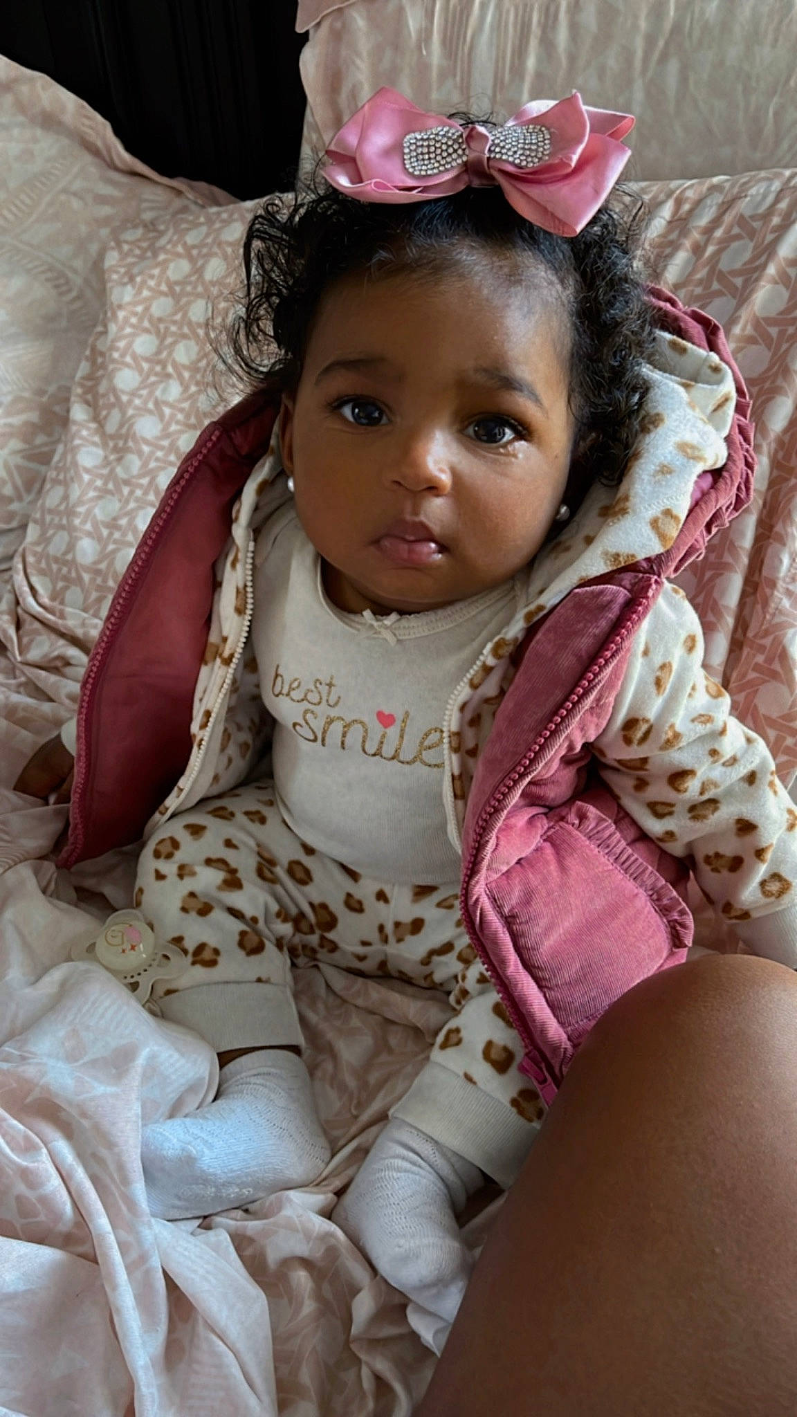 Amiri joined the competition — help win amazing prizes! baby, baby_toddler_clothing, comfort, dress, eyebrow, eyelash, hairstyle, happy, headpiece, iris, jewellery, lip, neck, pattern, person, pink, skin, sleeve, tiara, toddler