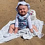 Harper-Grace joined the competition — help win amazing prizes! baby, child, sand, beach, sunhat, blanket, smile, happy, cute, dunes, blue_sky, outdoor, person, clothing, footwear, bag, hello_kitty, nature, summer, sunny