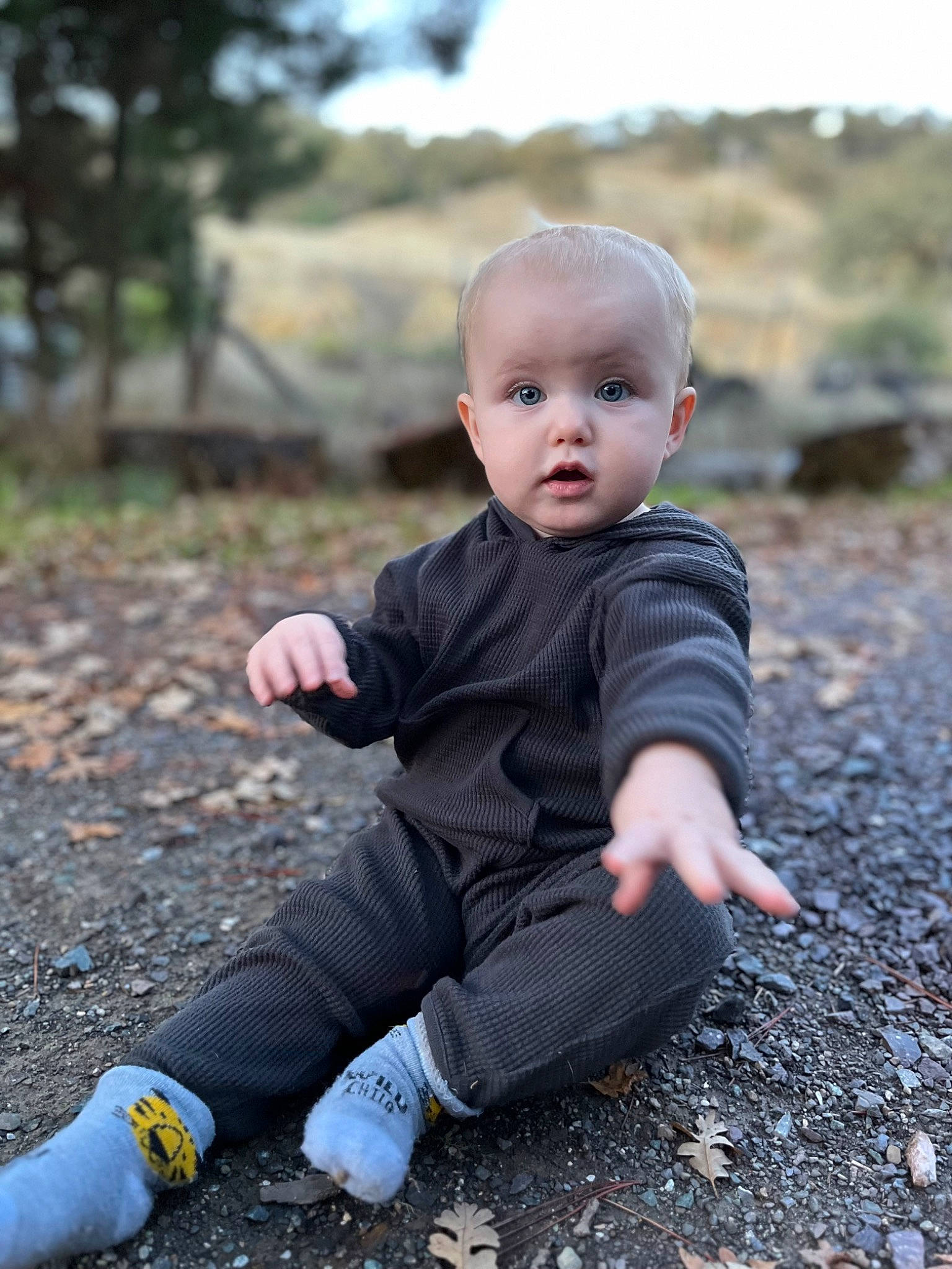 Klary joined the competition — help win amazing prizes! baby, baby_toddler_clothing, child, eye, face, flash_photography, fun, grass, happy, human_body, leaf, leg, people_in_nature, person, plant, sitting, soil, surprise, t_shirt, toddler