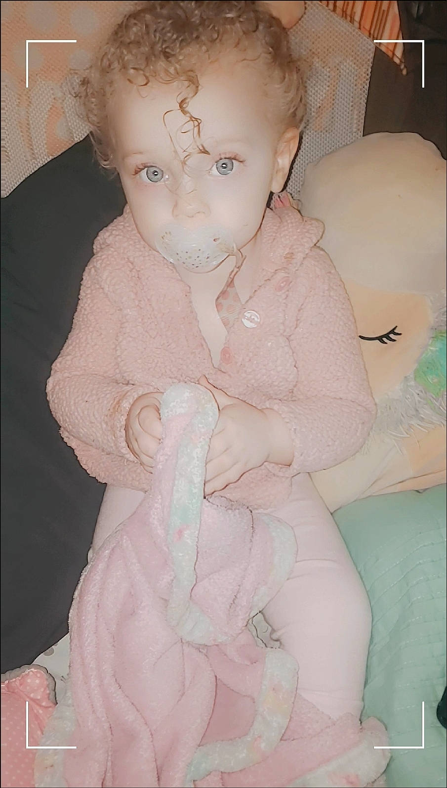 Elena is registered to the contest to win money with this photo: baby, blanket, bodypart, clothing, couch, doll, dress, face, finger, furniture, hand, head, homedecor, knitwear, person, photography, portrait, sitting, sweater, toy