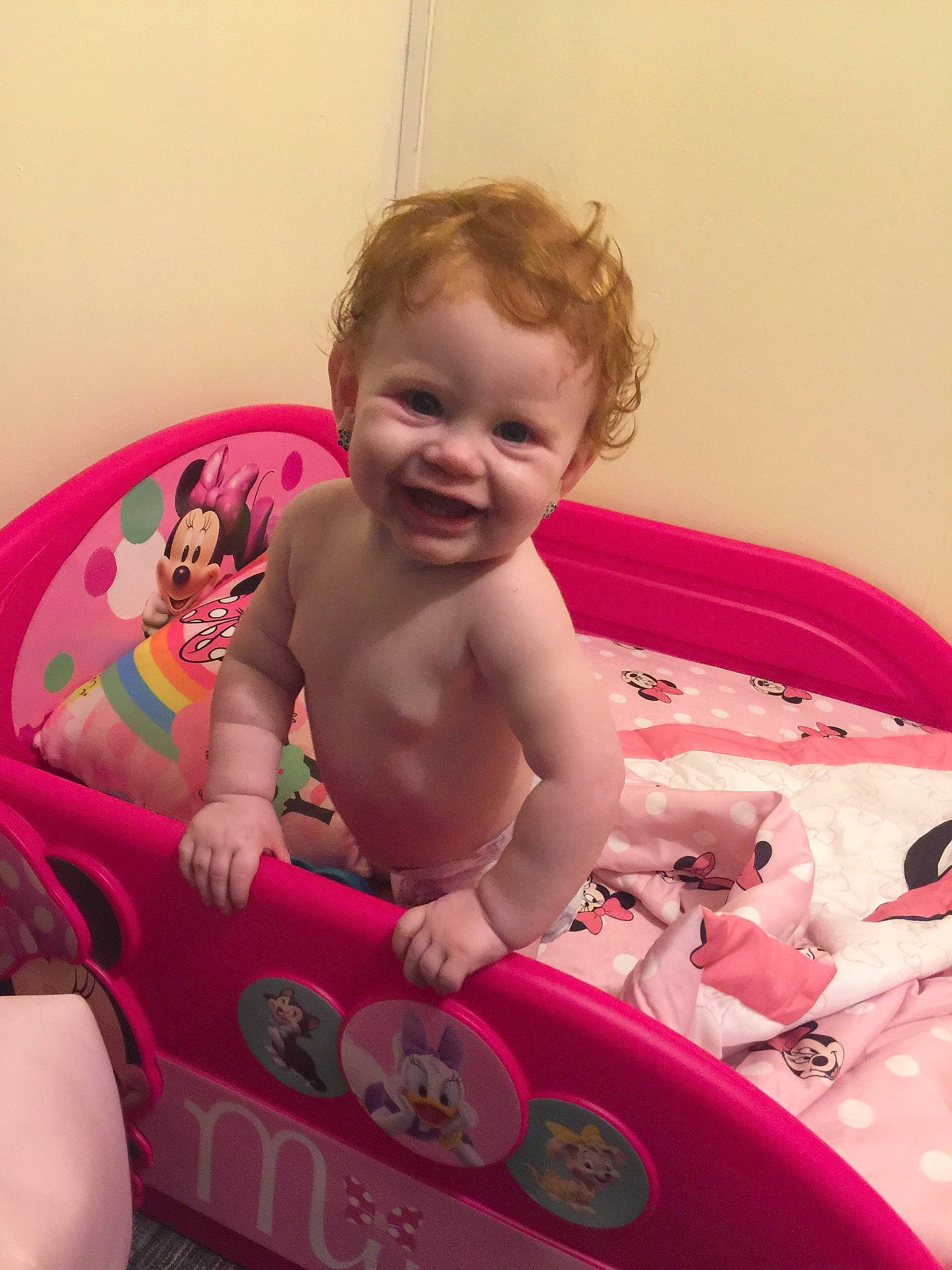 Debra is registered to the contest to win money with this photo: baby, baby_playing_with_toys, baby_products, baby_toddler_clothing, bathing, cheek, child, facial_expression, finger, fun, hairstyle, happy, joy, magenta, mouth, person, pink, skin, smile, thigh