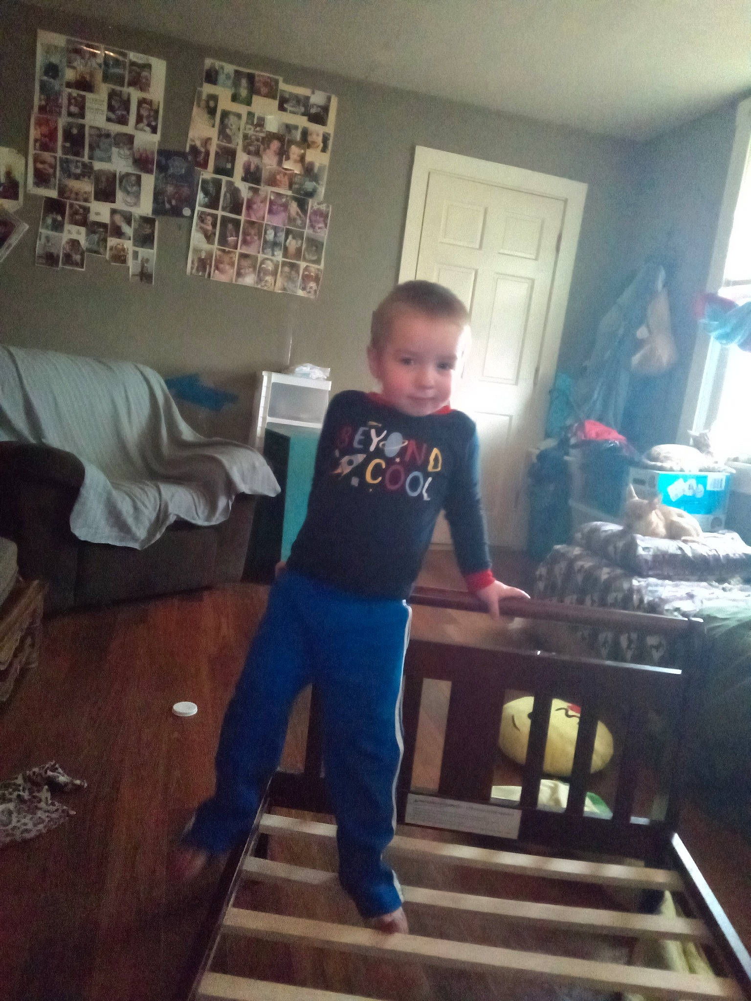 Bentley Jaymes joined the competition — help win amazing prizes! child, floor, flooring, furniture, hardwood, joint, leg, person, room, shoe, shoulder, sportswear, square, standing, t_shirt, toddler, wood