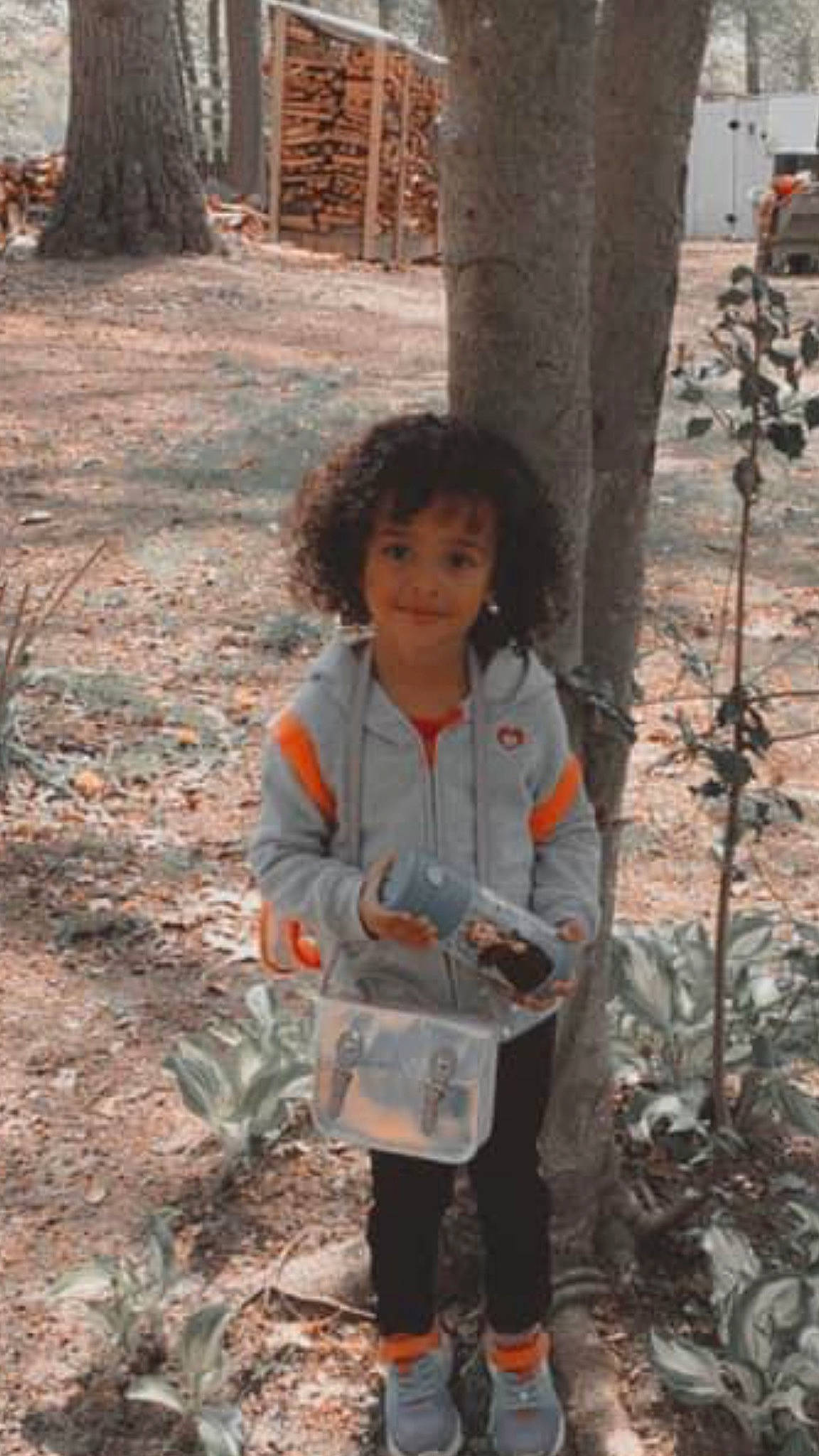 Mia Green is registered to the contest to win money with this photo: adaptation, branch, child, forest, fun, garden, grass, joy, jungle, leisure, people_in_nature, person, plant, recreation, soil, toddler, tree, trunk, winter, wood