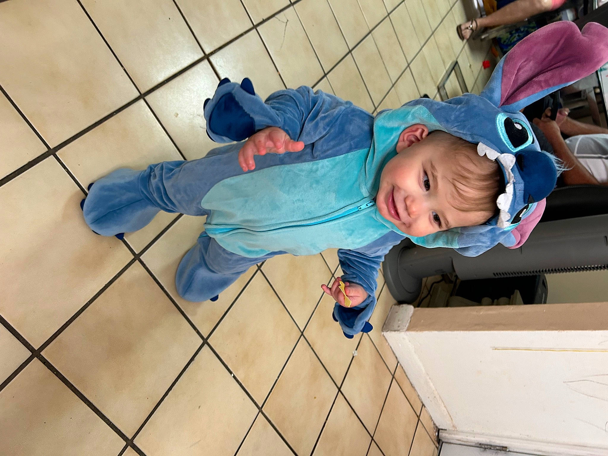 Jayce joined the competition — help win amazing prizes! baby_toddler_clothing, child, electric_blue, flooring, fun, happy, hat, human_leg, joy, leisure, person, sitting, toddler, wood