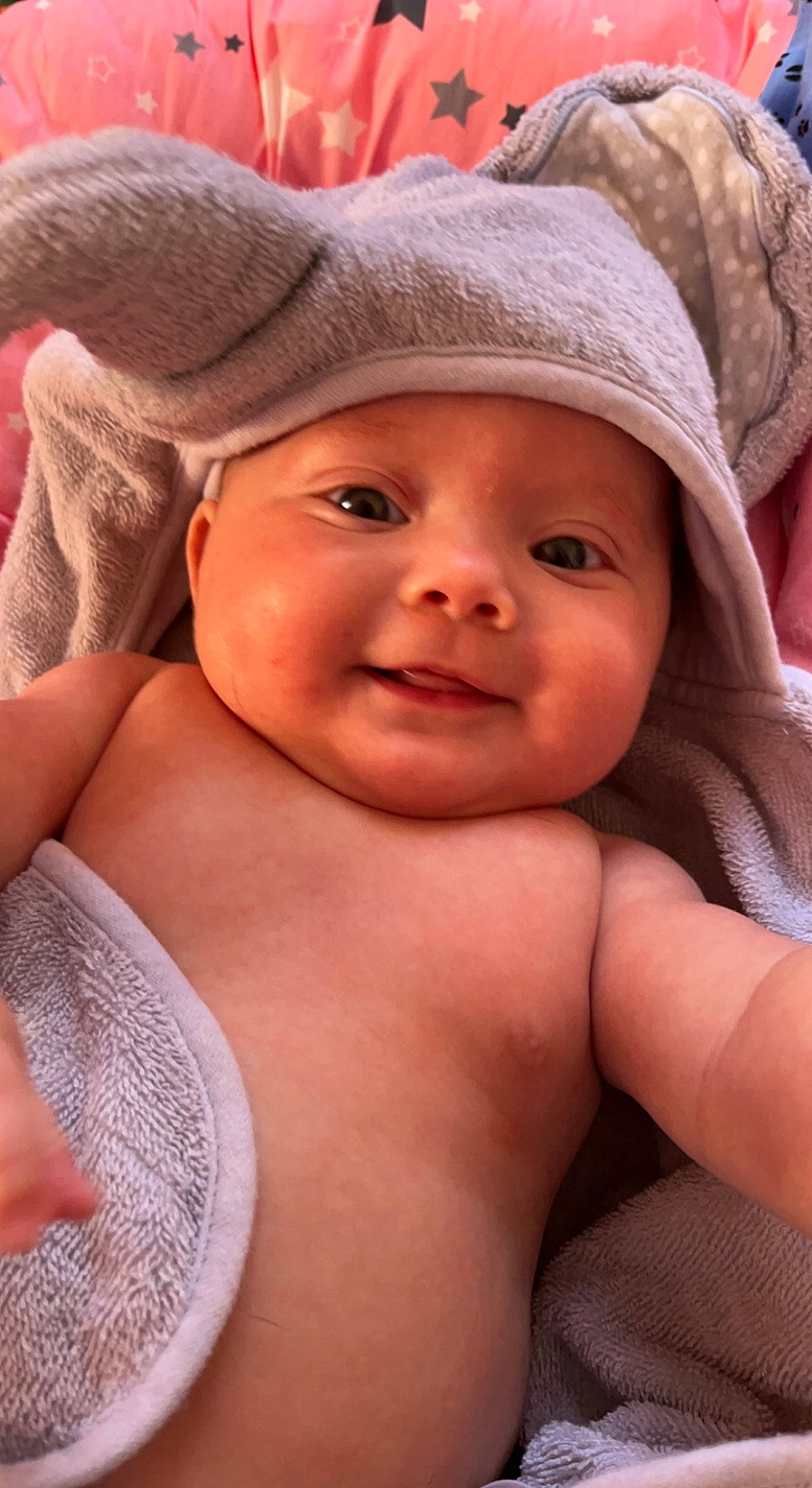 Harper joined the competition — help win amazing prizes! baby, cheek, chin, eye, eyebrow, eyelash, face, gesture, happy, head, headwear, human_body, iris, lip, mouth, neck, nose, organ, person, pink