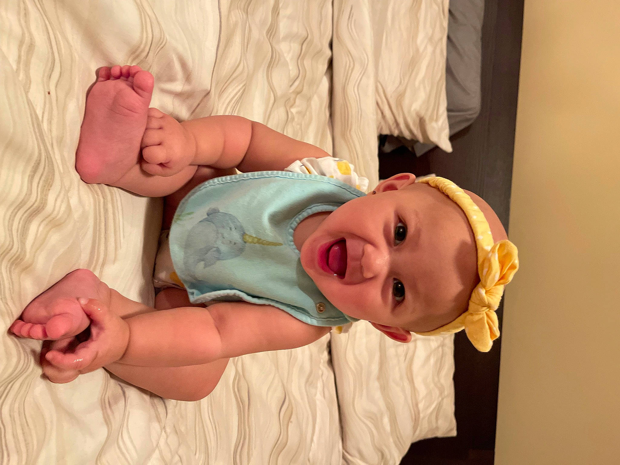 Alyssa is registered to the contest to win money with this photo: baby, baby_toddler_clothing, cheek, comfort, eye, facial_expression, finger, gesture, happy, head, human, human_body, joint, mouth, nose, person, product, skin, sleeve, smile