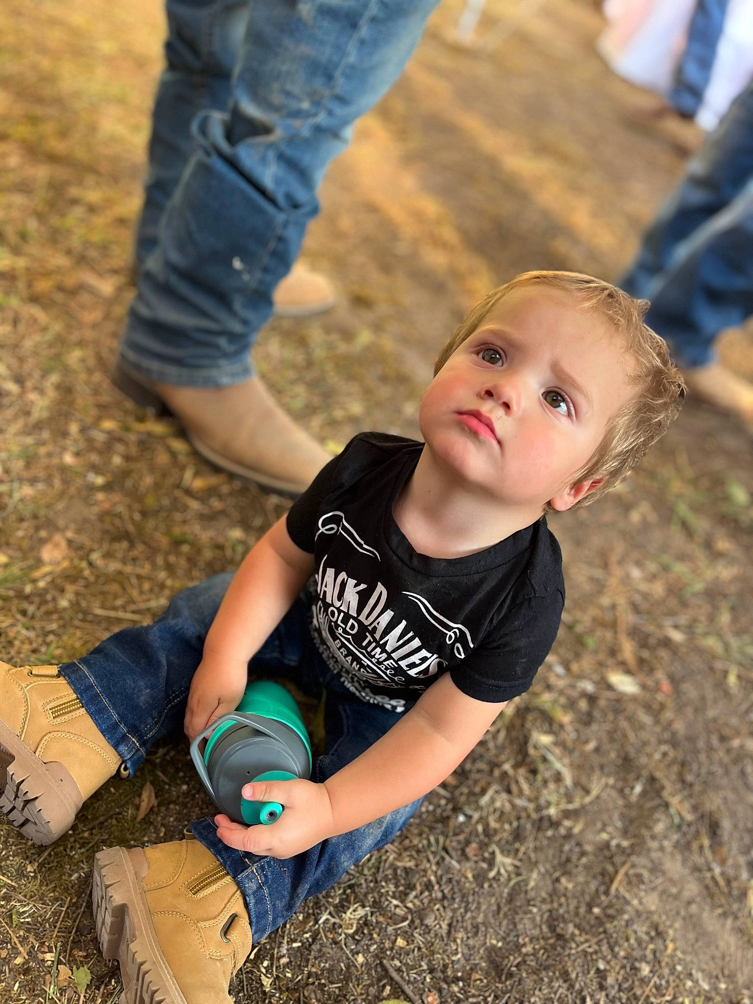 Colton joined the competition — help win amazing prizes! child, clothing, denim, electric_blue, facial_expression, flash_photography, fun, grass, happy, human_leg, jeans, joint, leg, leisure, people_in_nature, person, sand, t_shirt, thigh, toddler