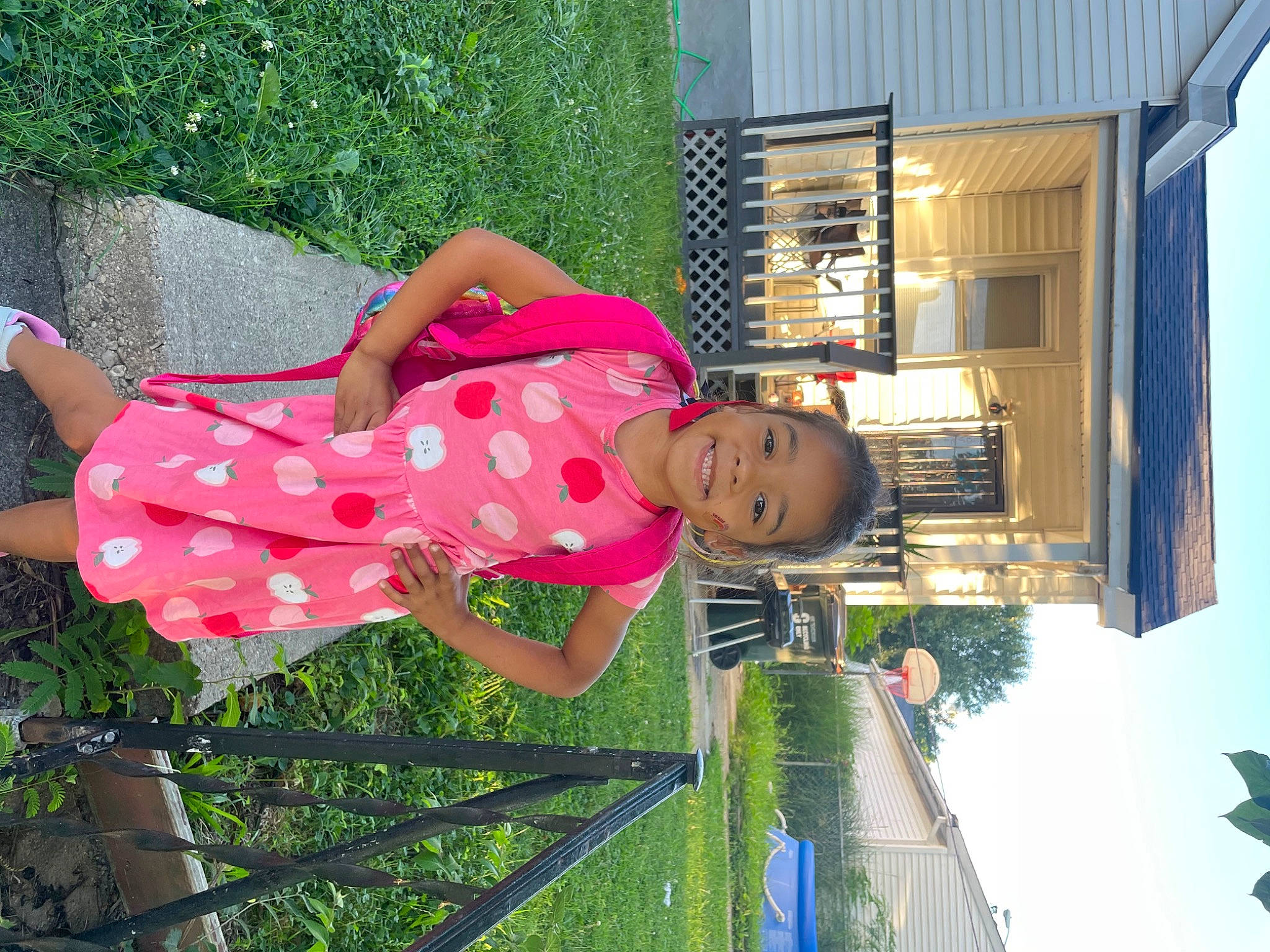 Katana is registered to the contest to win money with this photo: baby_toddler_clothing, child, fun, grass, happy, house, joy, leisure, magenta, pattern, people_in_nature, person, plant, sky, smile, toddler, travel, tree, vacation