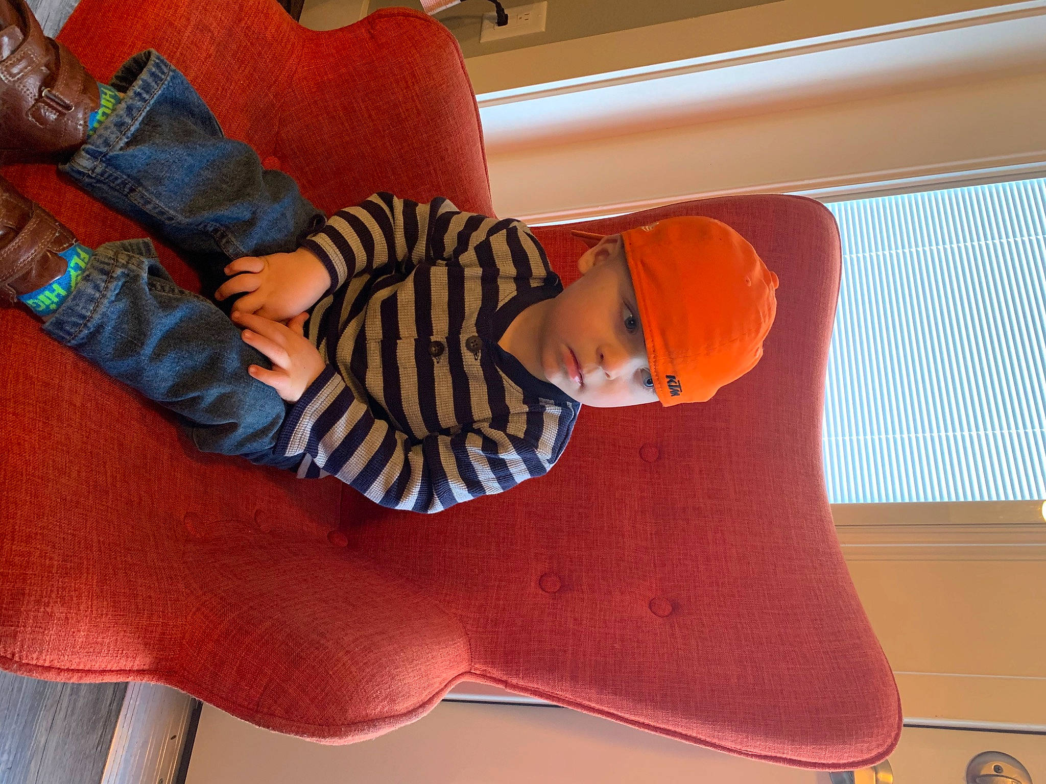 Benjamin joined the competition — help win amazing prizes! headwear, joint, orange, person, textile