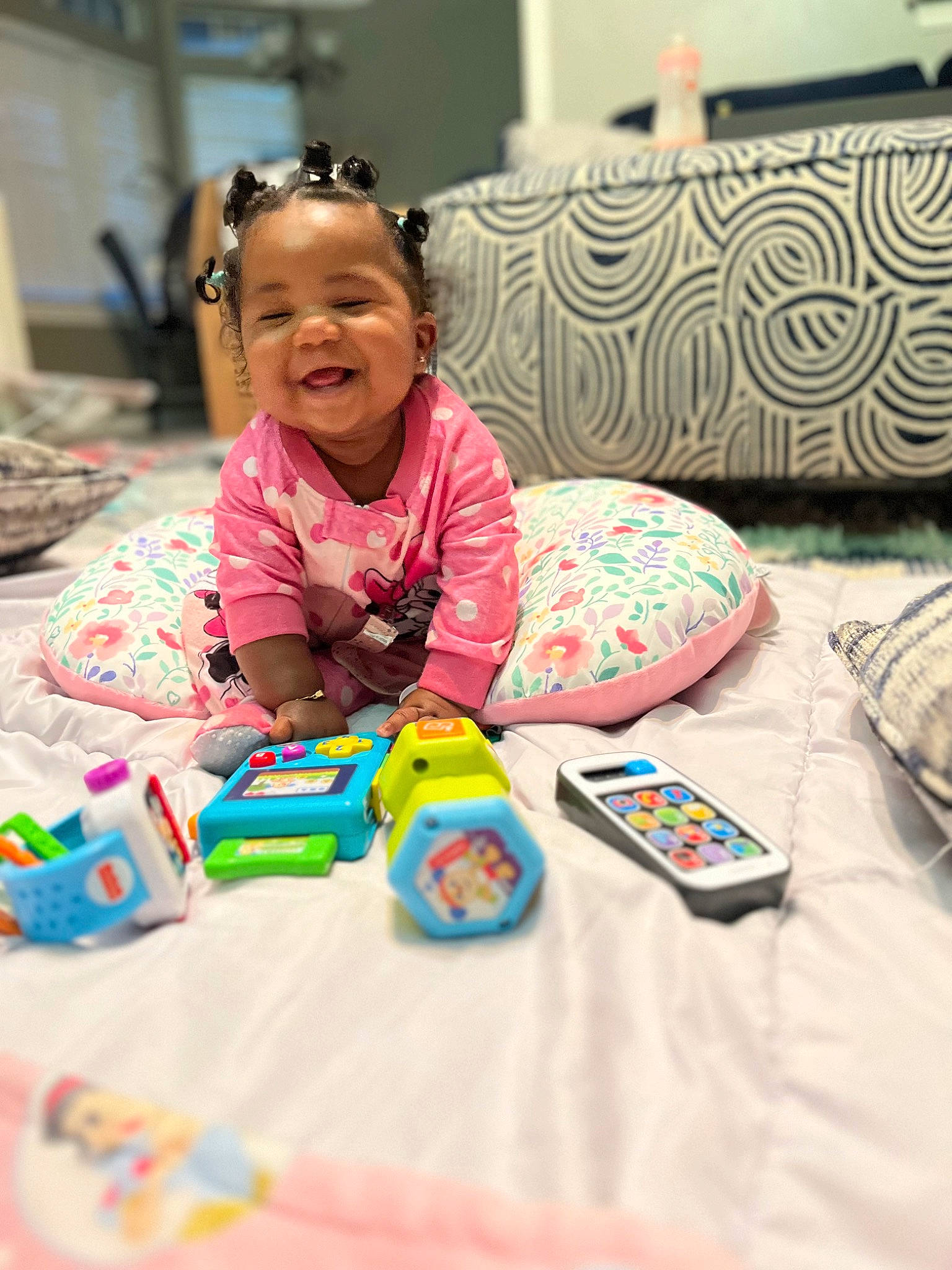Destiny joined the competition — help win amazing prizes! baby, baby_playing_with_toys, baby_toddler_clothing, child, comfort, couch, event, fun, happy, head, kindergarten, leisure, person, play, recreation, room, sitting, smile, toddler, toy