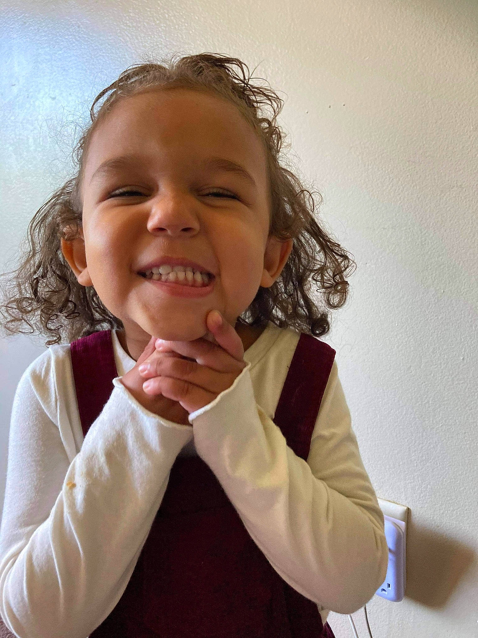 Kay'Leigh joined the competition — help win amazing prizes! cheek, child, face, facial_expression, finger, fun, gesture, happy, joy, laugh, mouth, neck, nose, outerwear, person, smile, toddler, tooth