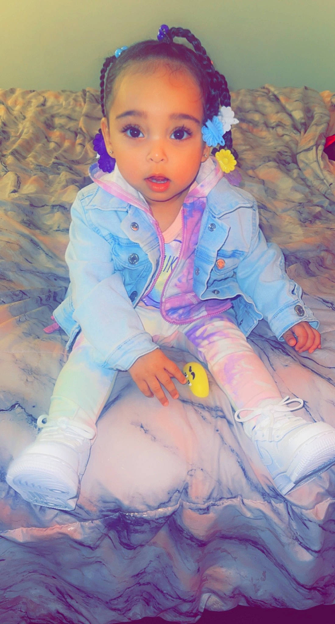 Aubri is registered to the contest to win money with this photo: baby, baby_toddler_clothing, beauty, cheek, child, electric_blue, eye, fun, happy, head, human_body, iris, lip, pattern, person, pink, purple, sitting, skin, sleeve