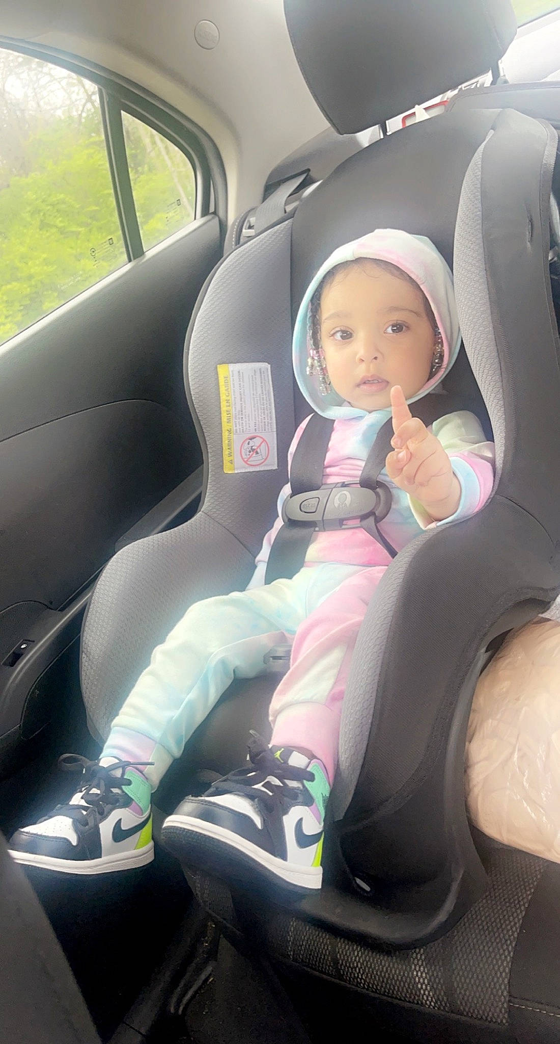 Aubri joined the competition — help win amazing prizes! auto_part, automotive_design, automotive_exterior, automotive_wheel_system, baby_in_car_seat, car, car_seat, car_seat_cover, comfort, family_car, head_restraint, headwear, mammal, motor_vehicle, person, seat_belt, steering_part, steering_wheel, toddler, vehicle