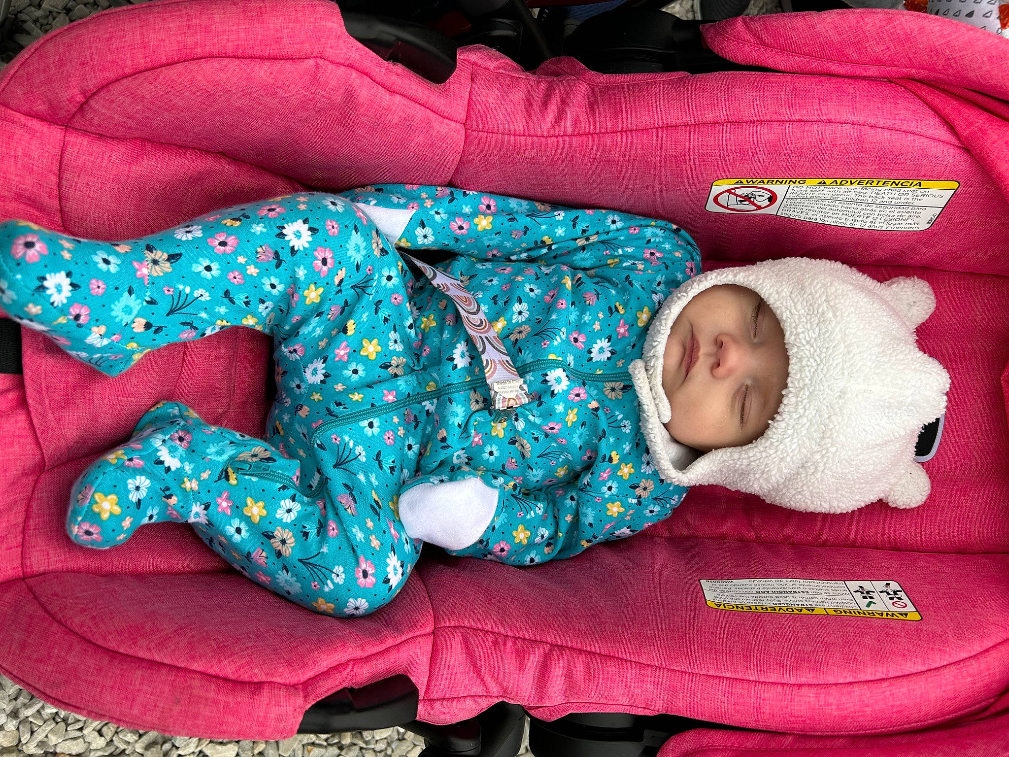 Jayleigh joined the competition — help win amazing prizes! baby, baby_sleeping, baby_toddler_clothing, child, comfort, electric_blue, headwear, human_body, human_leg, lap, linens, magenta, mammal, pattern, person, red, sitting, sleeve, textile, thigh