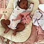 baby, baby_lounger, blanket, child, clothing, comfort, cozy, cute, fabric, floor, indoor, infant, newborn, pink, plush_toy, resting, sleeping, soft_toys, star_pattern, white