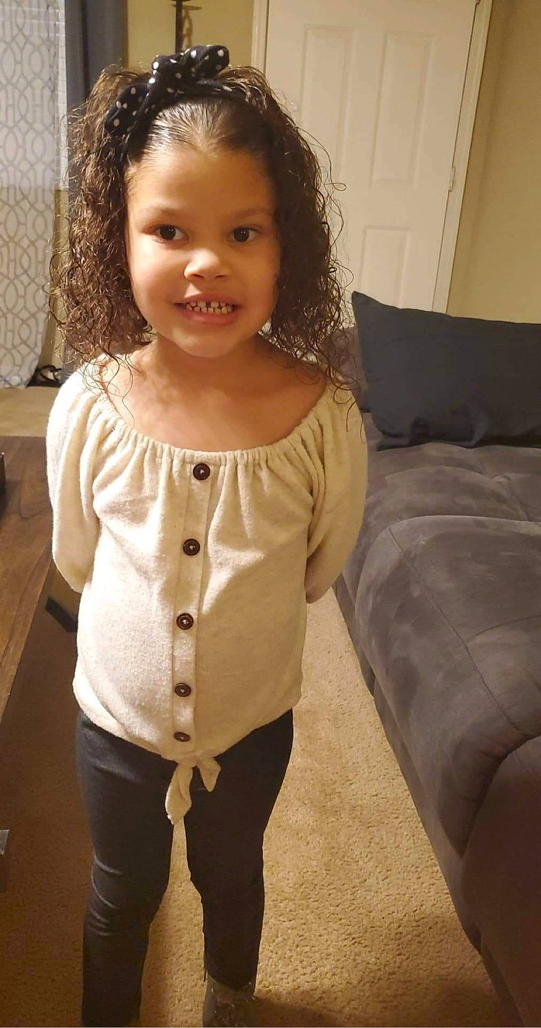 Roselina joined the competition — help win amazing prizes! baby_toddler_clothing, cheek, chin, comfort, couch, eye, eyebrow, face, hair, head, human_body, iris, joy, lip, neck, outerwear, person, skin, sleeve, smile