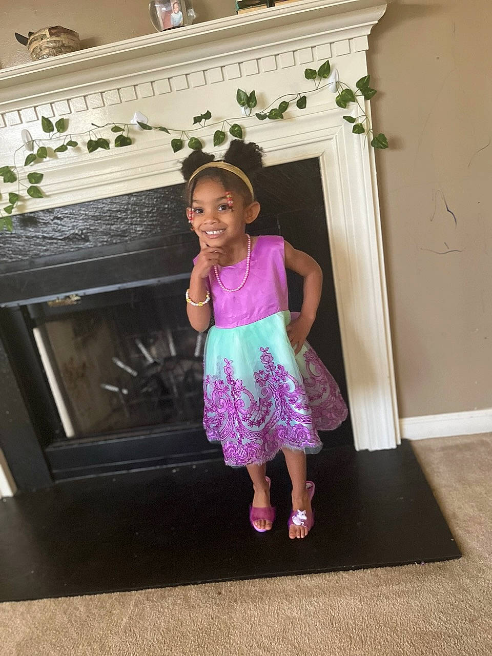 Issabella joined the competition — help win amazing prizes! baby_toddler_clothing, day_dress, door, fashion_design, flooring, fun, happy, joy, leisure, magenta, pattern, person, pink, room, sandal, sleeve, smile, standing, toddler, travel