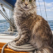 Venus participe au concours pour gagner de l'argent avec cette photo : animal, boat, cat, clouds, feline, fluffy, marine, mast, nature, nautical, ocean, outdoor, pet, rope, sailboat, sky, summer, travel, water, wood