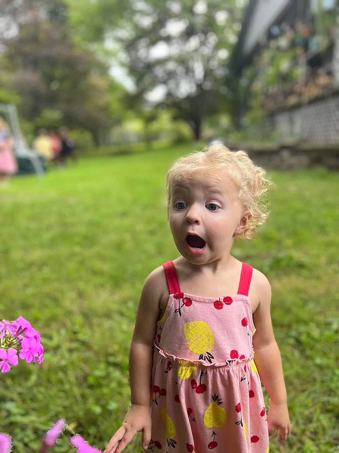 Lorraina joined the competition — help win amazing prizes! baby_toddler_clothing, child, day_dress, facial_expression, flower, fun, garden, grass, grass_family, groundcover, happy, leisure, magenta, meadow, people_in_nature, person, petal, pink, plant, sleeve