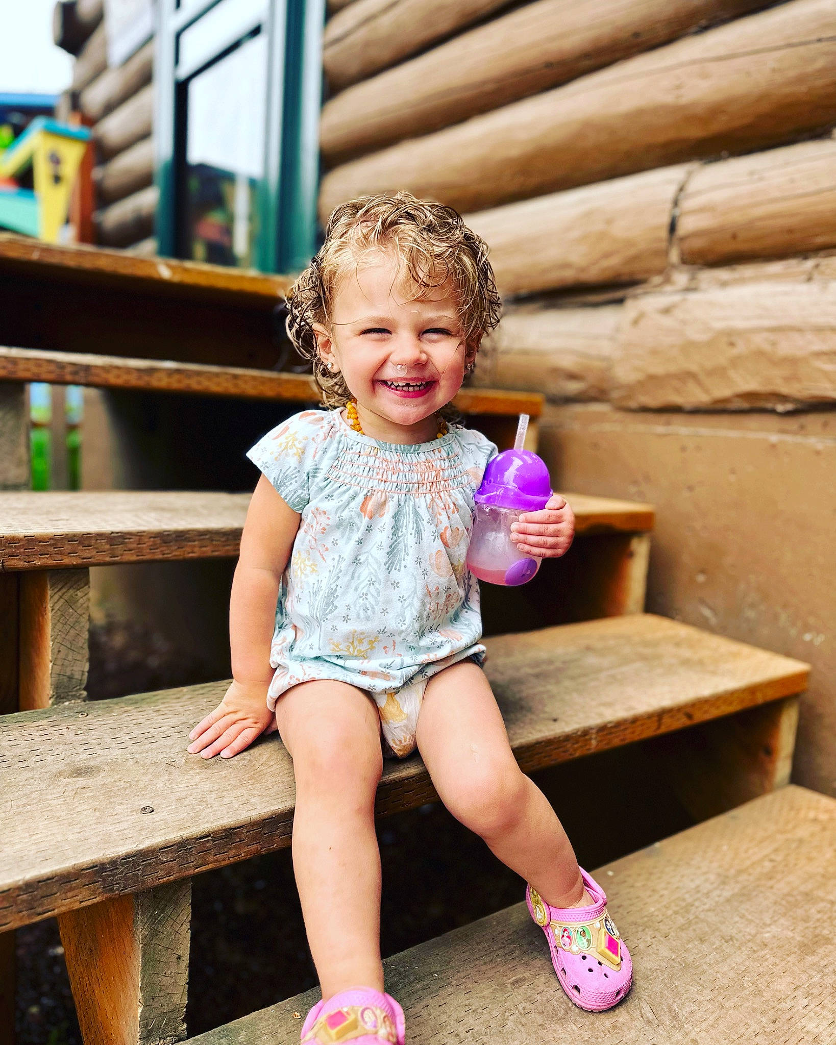 Stella joined the competition — help win amazing prizes! baby_toddler_clothing, beauty, child, foot, fun, grass, happy, human_body, human_leg, joy, leisure, magenta, people, person, pink, sitting, skin, smile, summer, thigh