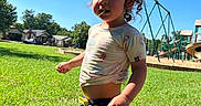 Viviana joined the competition — help win amazing prizes! blue_sky, casual_clothing, child, daylight, fun, grass, grass_blade, house, nature, outdoor, person, play_equipment, playground, shirt, shorts, summer, sunny, toddler, tree, young_child