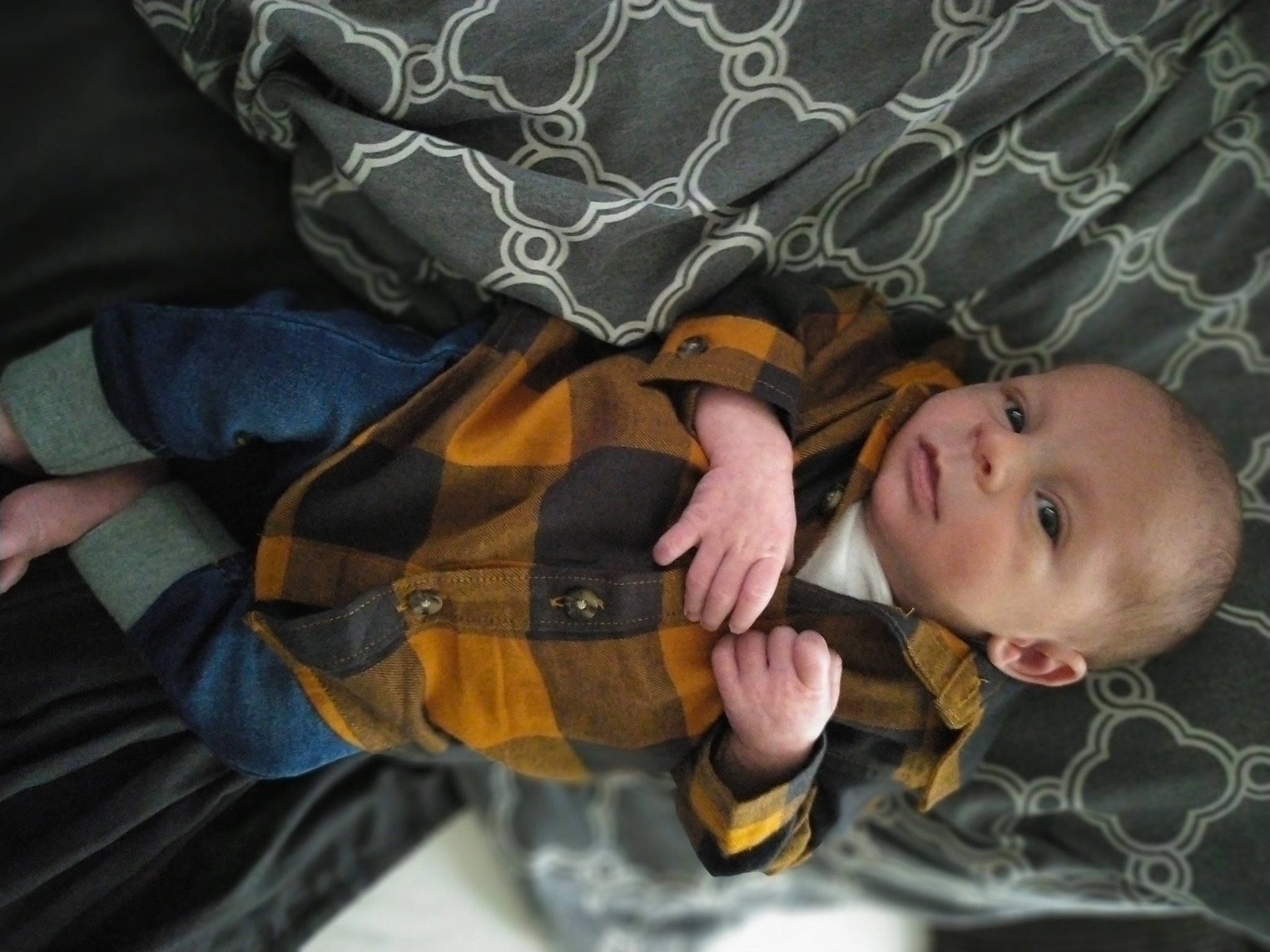 Cason is registered to the contest to win money with this photo: baby, baby_products, baby_toddler_clothing, bed, cheek, child, comfort, eye, finger, fun, gesture, hand, headgear, linens, nail, person, room, textile, thumb, toddler