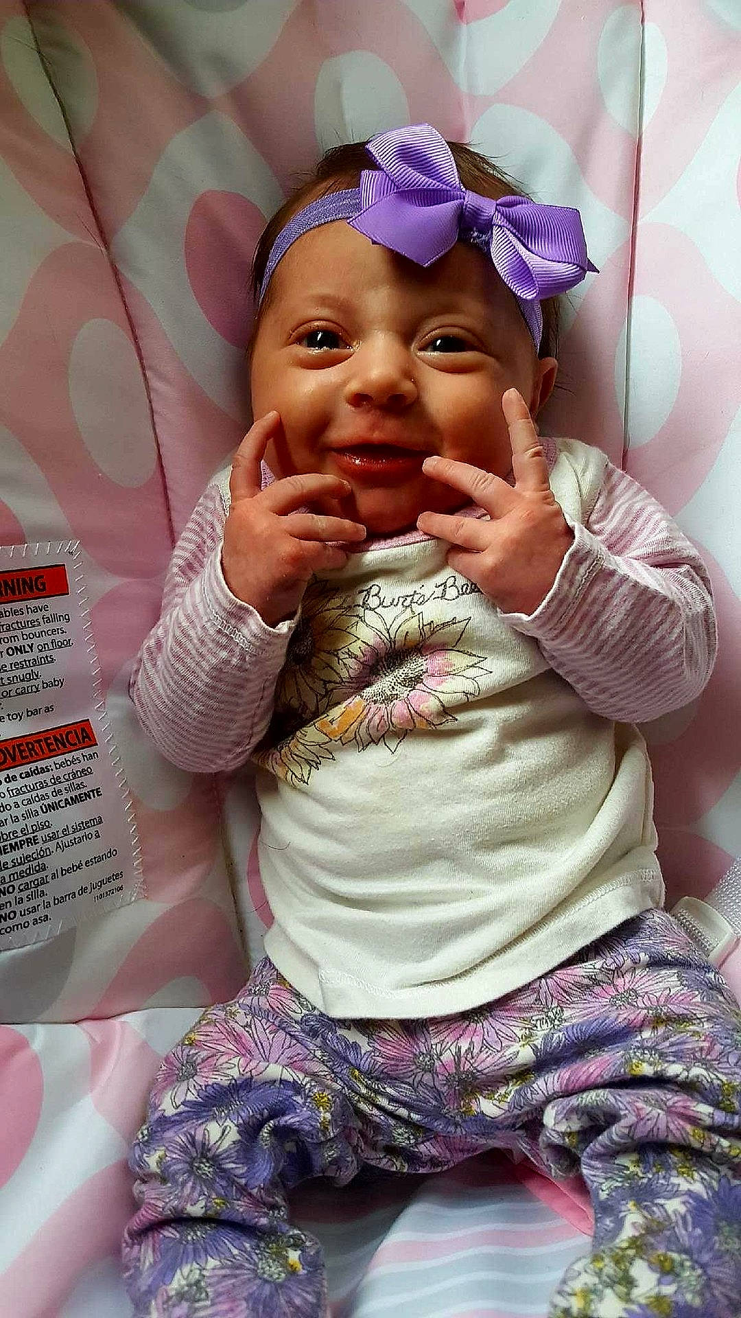 Sadie is registered to the contest to win money with this photo: child, eye, fun, girl, hair_accessory, happiness, human, infant, joy, person, pink, product, purple, skin, smile, toddler