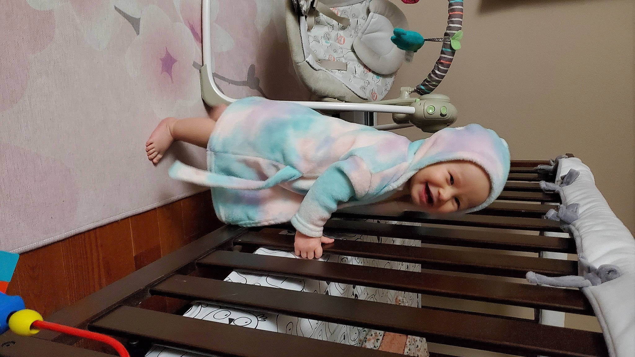 Ayla joined the competition — help win amazing prizes! baby, baby_products, child, comfort, dress, flooring, foot, fun, handrail, hardwood, headwear, human_leg, joy, leisure, person, room, smile, stairs, thigh, toddler