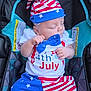 baby, sleeping, 4th_of_july, hat, bow_tie, blanket, car_seat, stars, stripes, red, white, blue, clothing, infant, cute, peaceful, child, portrait, holiday, celebration