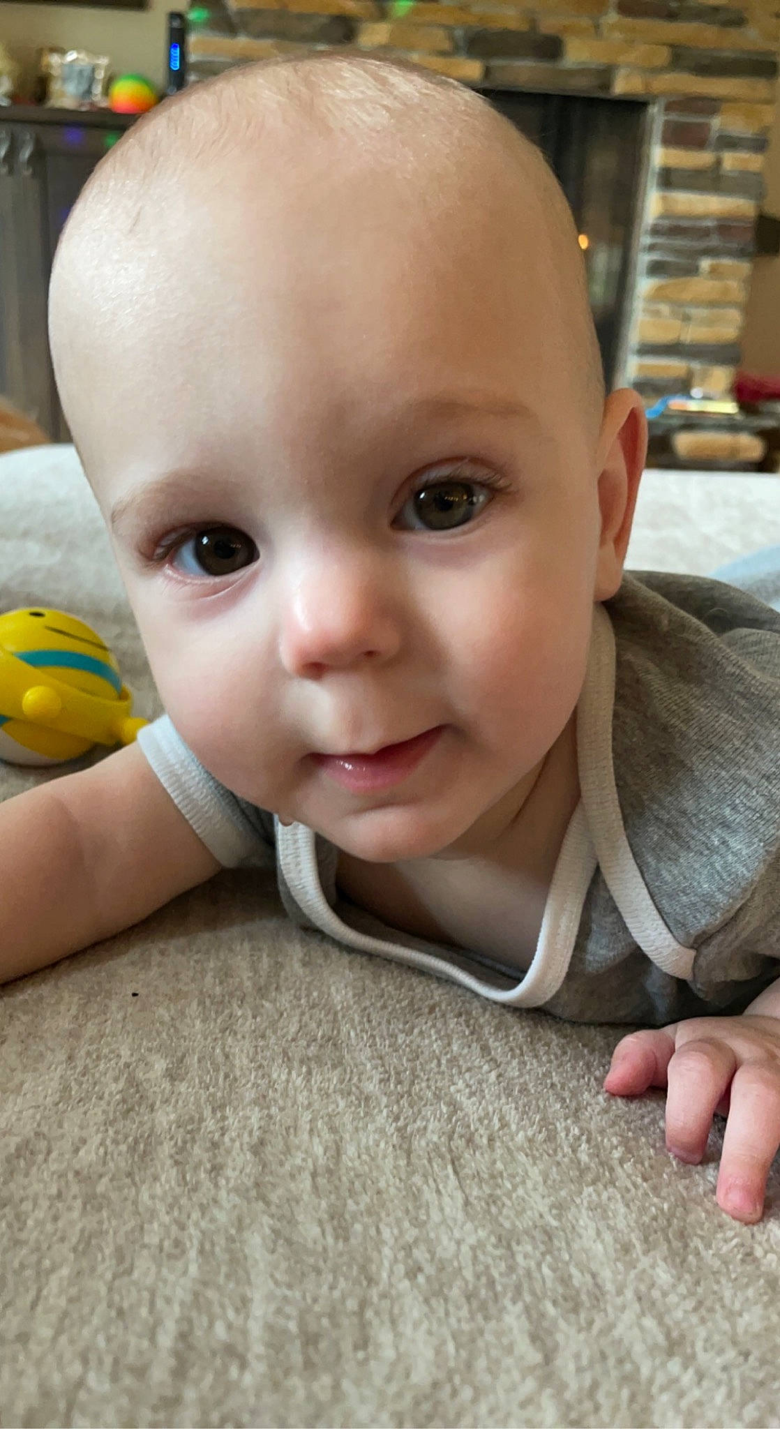 Layne joined the competition — help win amazing prizes! baby, baby_toddler_clothing, cheek, child, eye, eyelash, finger, flooring, fun, grass, head, iris, mouth, nose, person, product, skin, smile, toddler, toy