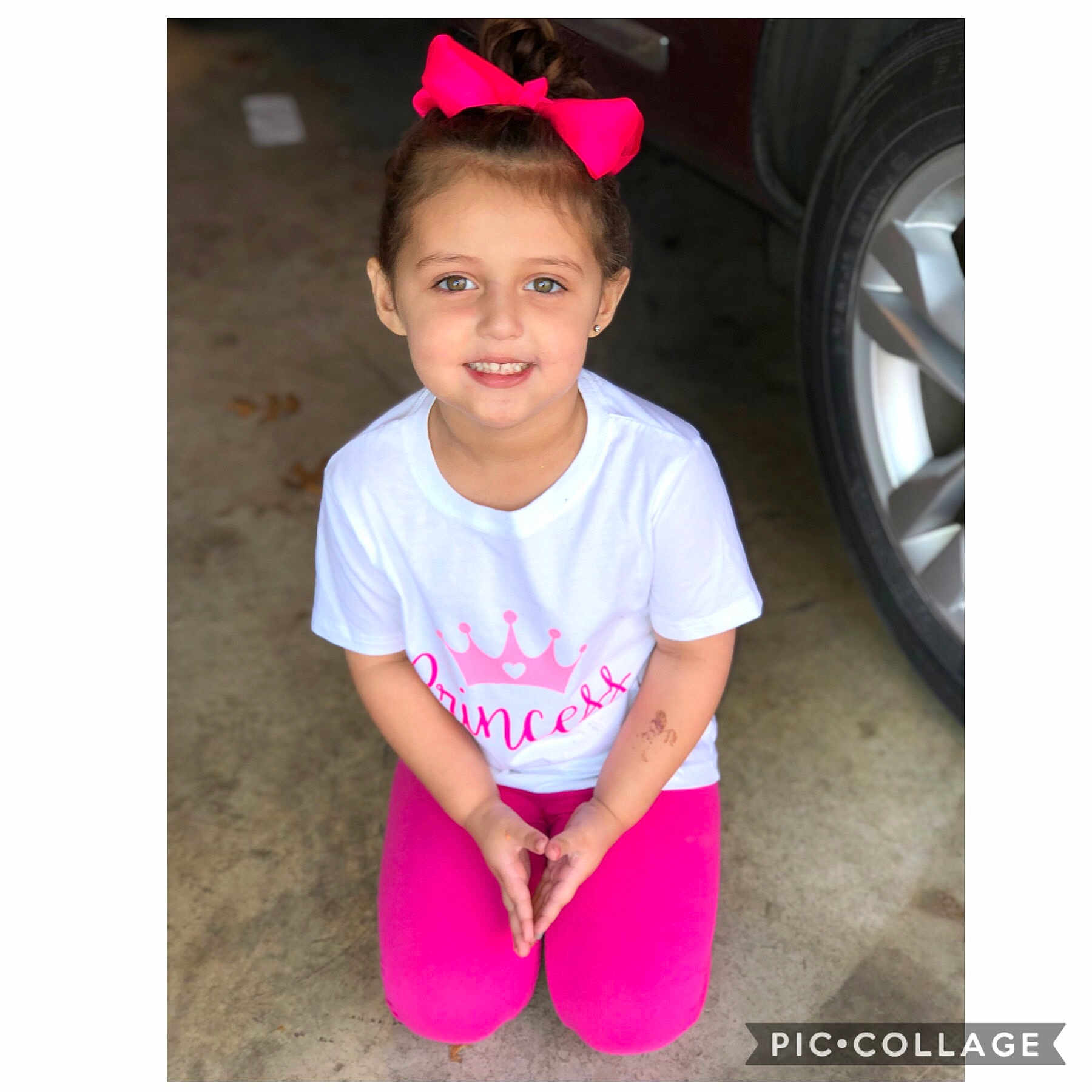 Mariyah is registered to the contest to win money with this photo: arm, auto_part, baby_toddler_clothing, beauty, child, child_model, clothing, ear, footwear, headgear, joint, joy, leg, person, pink, product, shoe, smile, sportswear, t_shirt