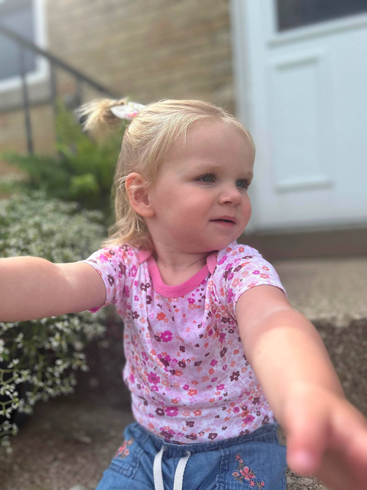 Natalia joined the competition — help win amazing prizes! baby_toddler_clothing, blond, cheek, child, clothing, door, eye, face, fun, grass, hair, happy, head, leisure, person, pink, plant, recreation, summer, toddler