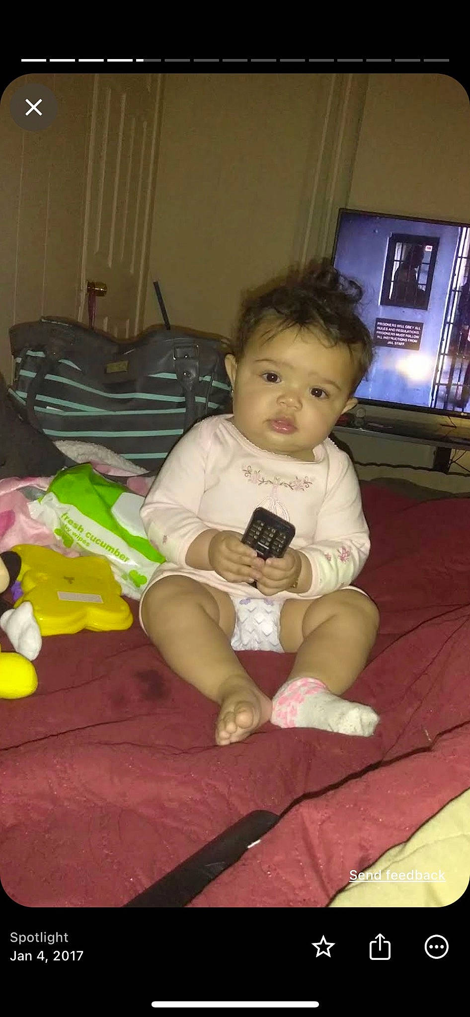 Jaelisse joined the competition — help win amazing prizes! baby, baby_toddler_clothing, barefoot, cheek, child, comfort, flooring, foot, fun, hairstyle, human_leg, knee, lap, person, picture_frame, room, sitting, skin, sock, toddler