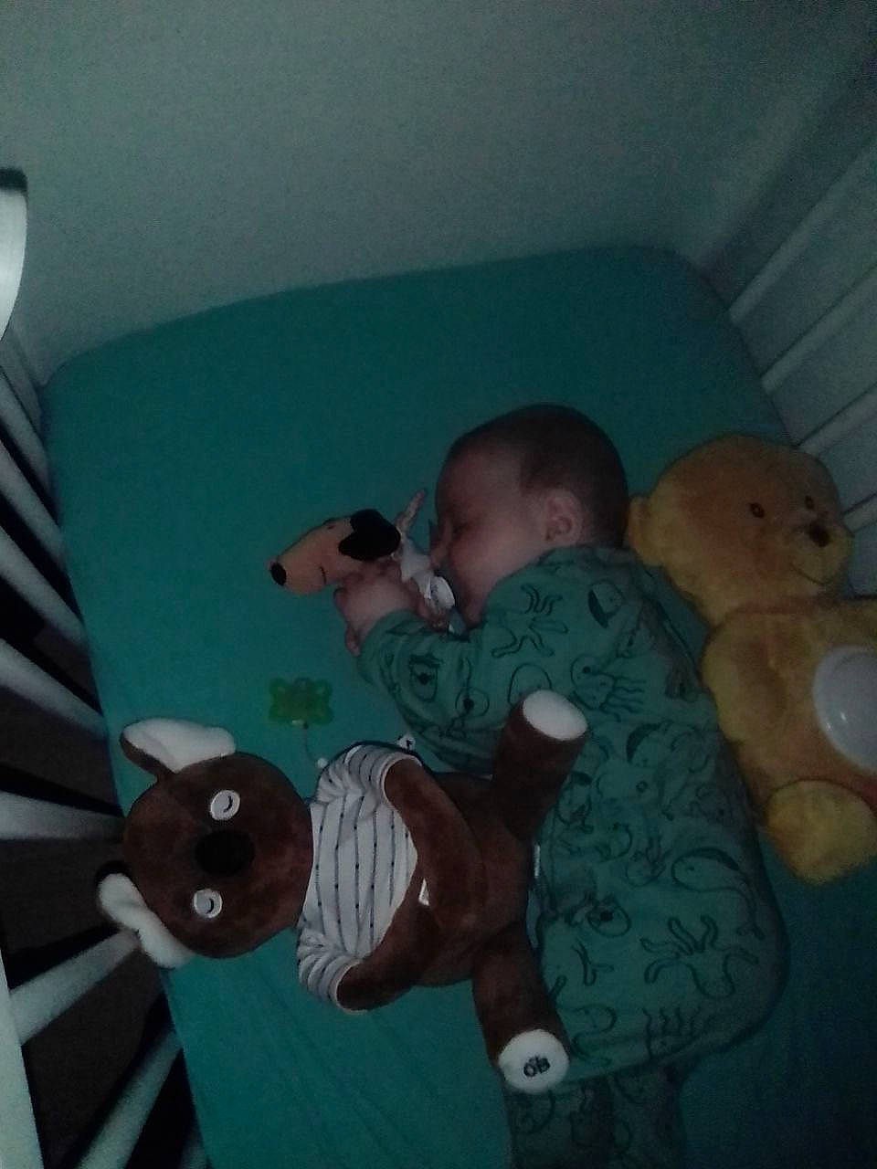 Mayron participe au concours pour gagner de l'argent avec cette photo : baby, baby_products, ceiling, child, comfort, elbow, flooring, fun, person, plaster, room, sitting, stuffed_toy, teddy_bear, toddler, toy